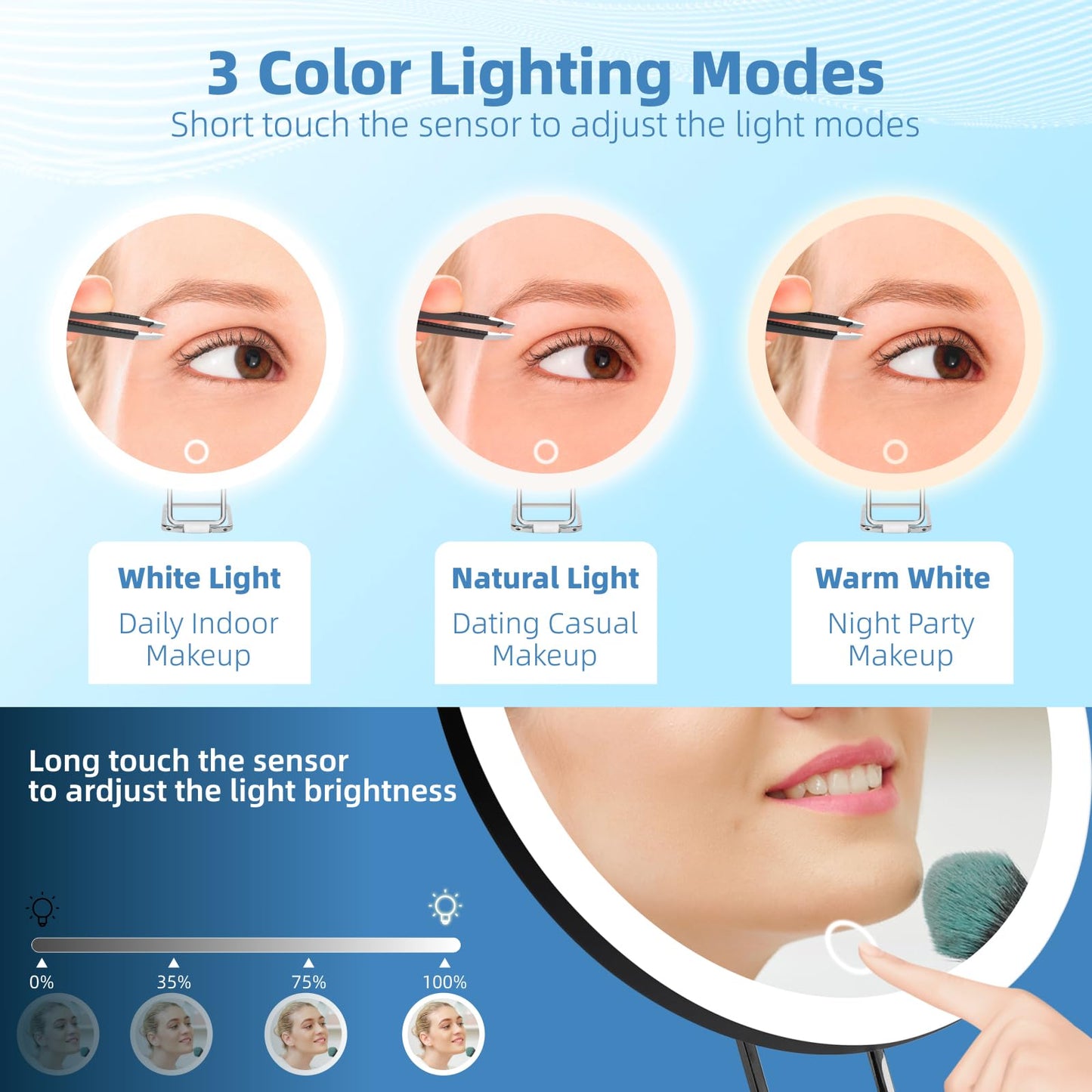 JJhxr 30X Magnifying Mirror with Lights, 6inch Makeup Magnified Mirror 30X Lighted Travel Magnification with 3 Suction Cups and 360° Adjustable Stand- Includes Tweezers & Scissors
