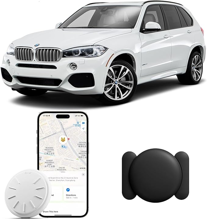 GPS Tracker for Vehicles, Real Time MINI Car Tracker Device Hidden, Magnetic Tracker Device for Vehicles for Vehicle Work with Find My (iOS Only), No Monthly Fee, Waterproof