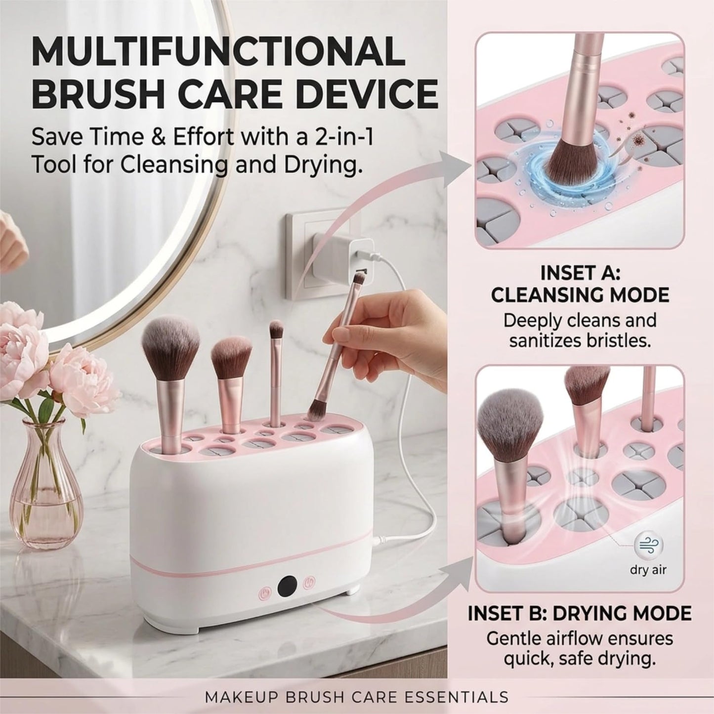 BONKZEBU Electric Makeup Brush Dryer Machine 12 Holes Automatic Brush Cleaner and Drying Tool for Professional Salon and Home Use Quickly Drying Cosmetic Brush Cleaner Dryer