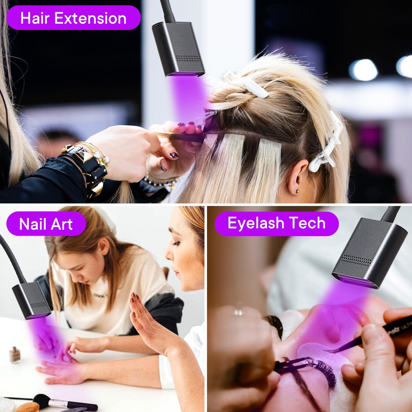 15W UV Lash Light with Foot Pedal Lash Lamp for Eyelash Extension Grafting Eyebrow Beauty Salon, 360°Adjustable UV Hair Extensions Lash Floor Lamp for Eyelash Tech, Rapid Dry in 2-3 Seconds, Black C