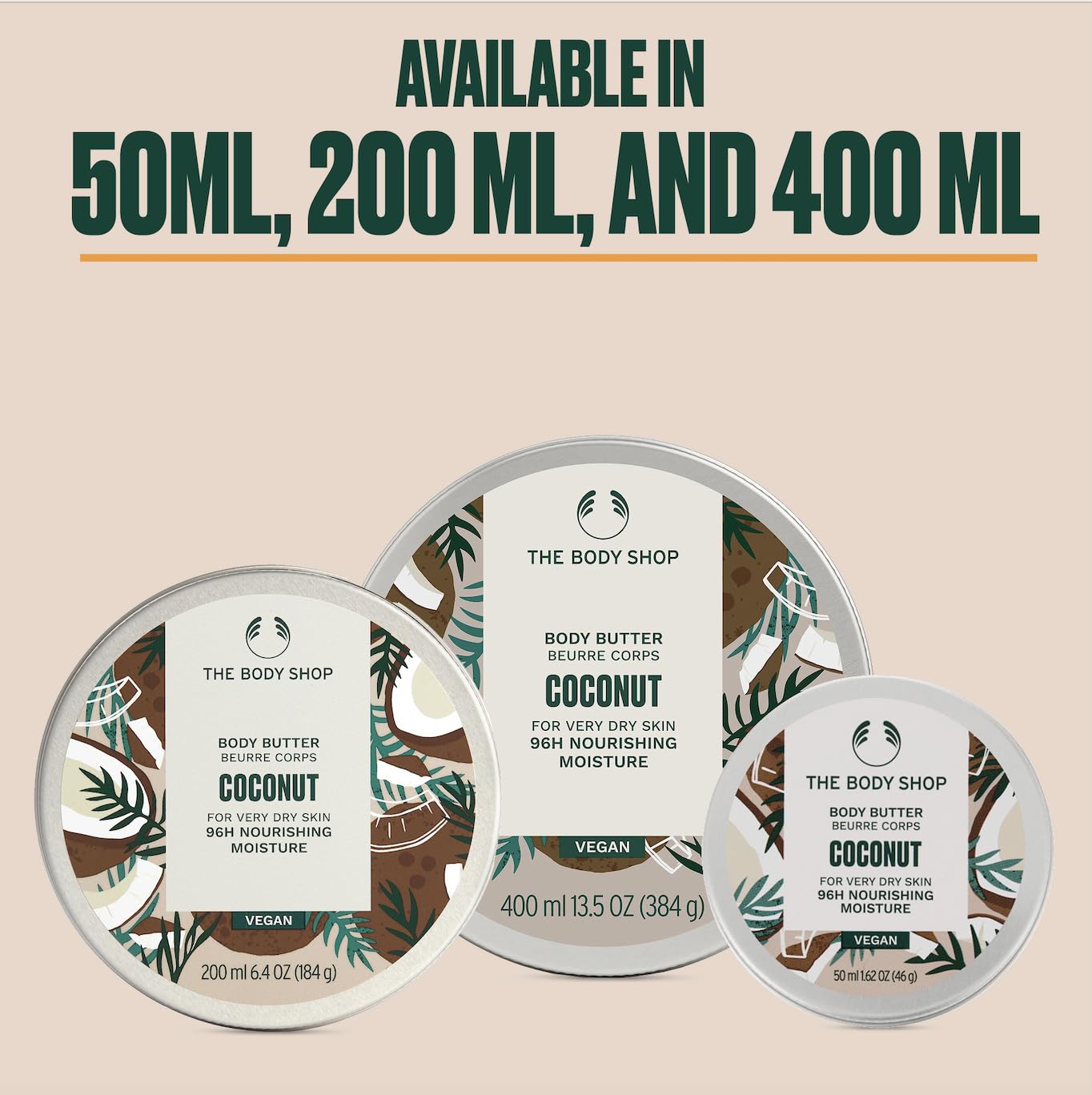 The Body Shop Body Butter | 96hr Nourishing Moisture for Dry Skin | Non-Greasy with Shea Butter for Smoother Softer Skin, Vegan, 200 ml / 6.4 oz (Coconut)