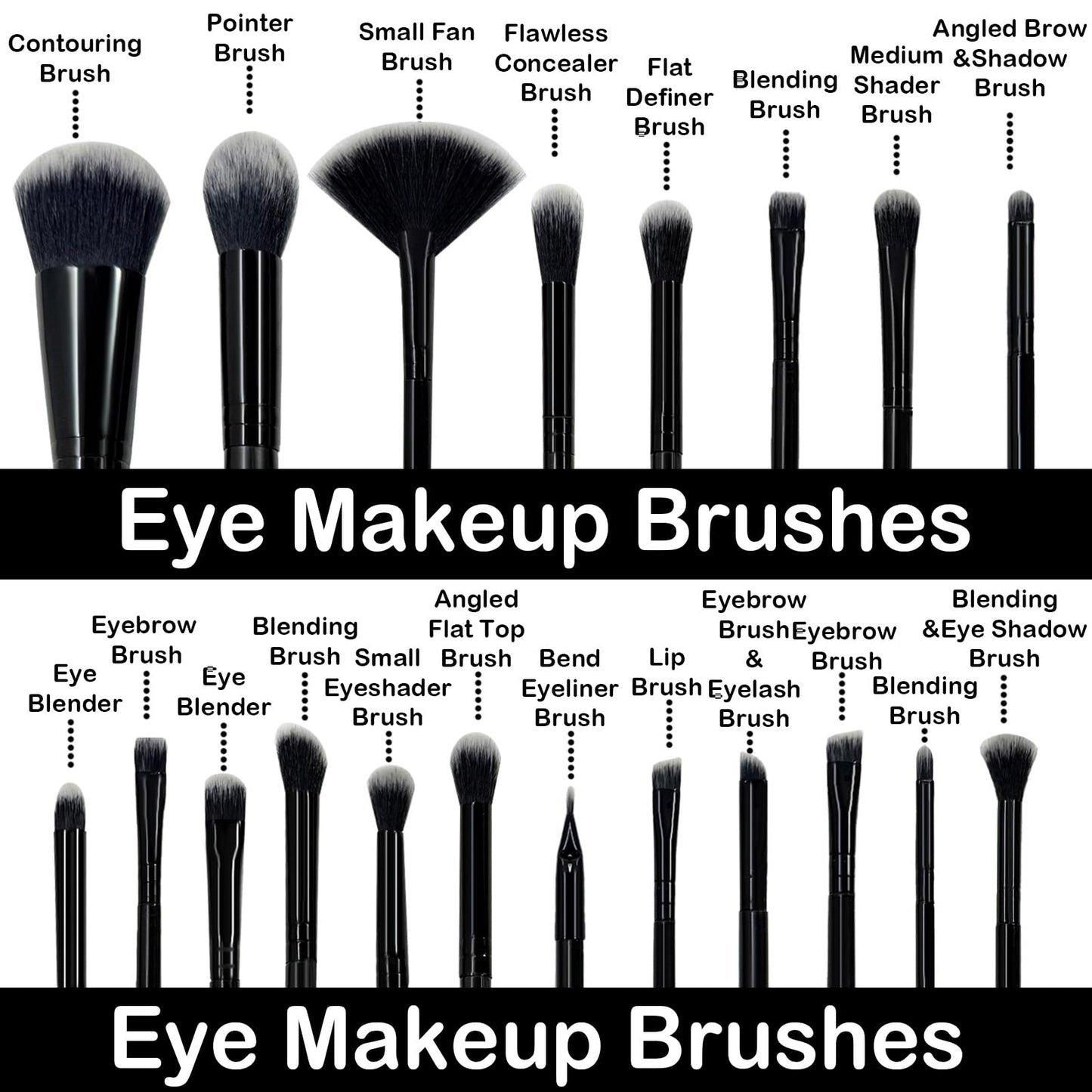 GZIXBDA Makeup Brush Set, 48Pcs Makeup Tool Set Premium Synthetic Foundation Concealers Powder Eye Shadows Makeup Brushes Kit for for Beginner Professional, Black