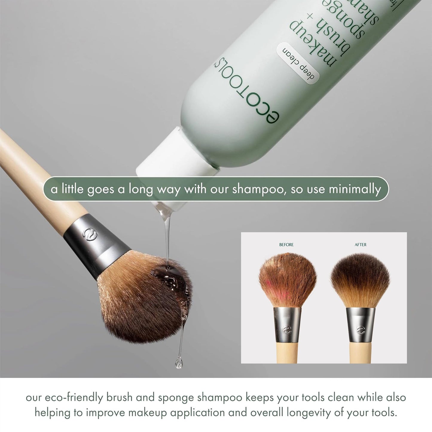 EcoTools Makeup Brush Cleaner Set – Brush & Sponge Shampoo (Extra Large Bottle) + Silicone Cleansing Pad with Suction