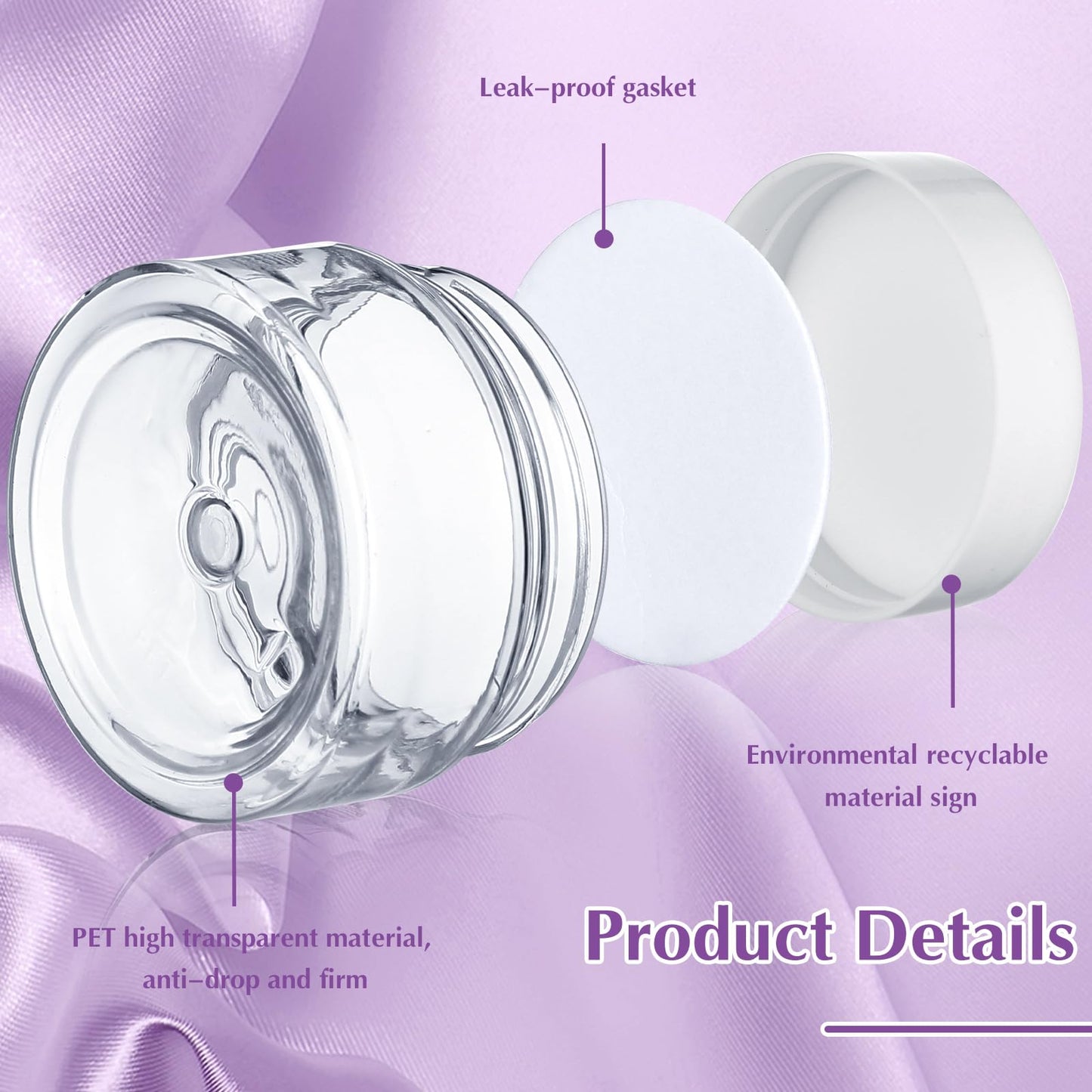 SATINIOR 100 Pcs Plastic Jars with Lids Small Containers Lids Wide Mouth Small Plastic Containers for Lotion Cream Rhinestones Body Butters Travel Storage(4 oz,White)