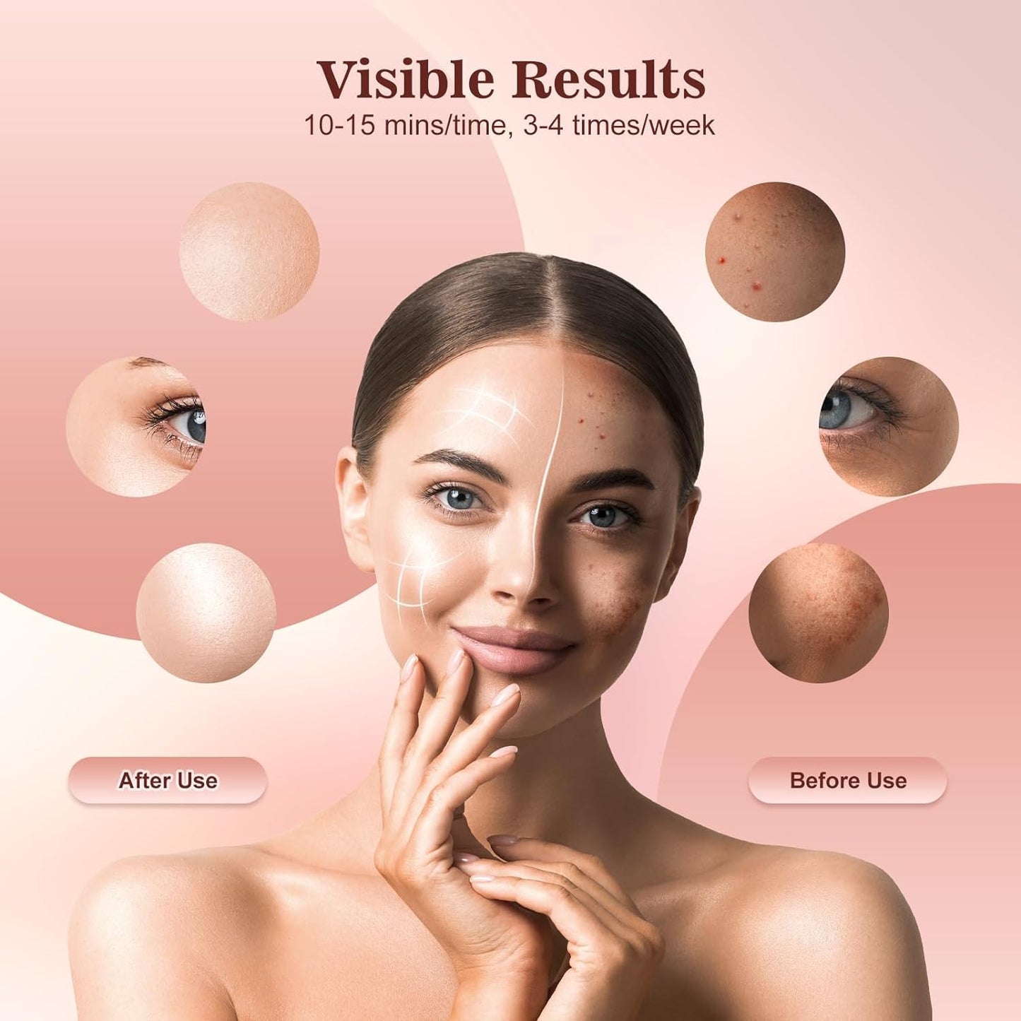 INTEO Red Light Therapy for Face, 3 Modes Portable Red Light Therapy Mask (NIR 850nm&Red 620nm, Yellow, Blue) with Timing Function, 2000mAh Rechargeable Red Light Mask Skin Care for Home Travel Yoga