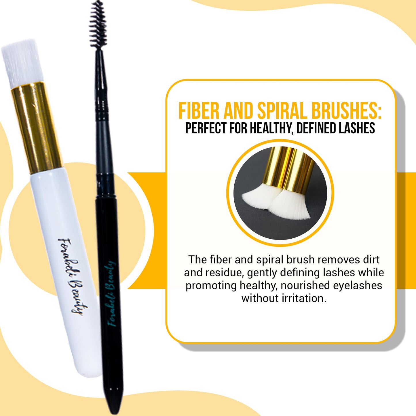 Forabeli Lash Shampoo 50ml with Brush and Wand - Eyelash Extension Cleanser, Eyelid Foaming Wash, Gentle Foam, Remove Oils and Makeup