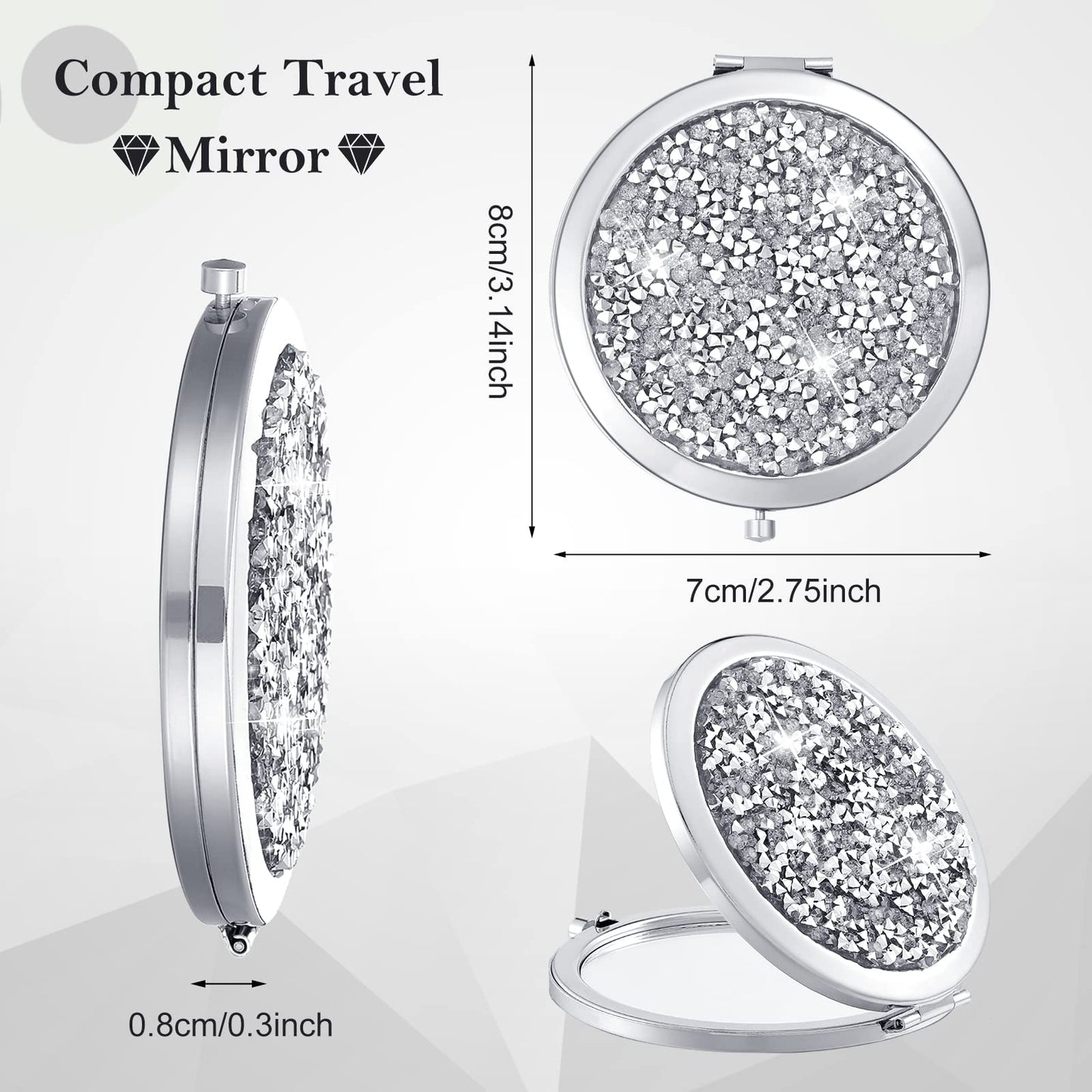 Yulejo 6 Pieces Compact Mirror Bulk Mini Pocket Mirror for Purse Makeup Small Portable Magnifying Cosmetic for Travel Pocket 2.75 Inch Round Folding Gift for Women Mom Bridesmaid Appreciation Wedding