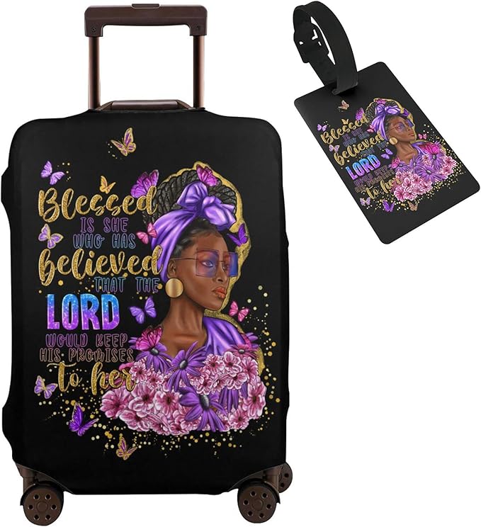 Travel Suitcase Protector African American Girl Elastic Protective Washable Luggage Cover With Concealed Zipper Suitable For 18-32 Inch(L (for 25-28 inch luggage))