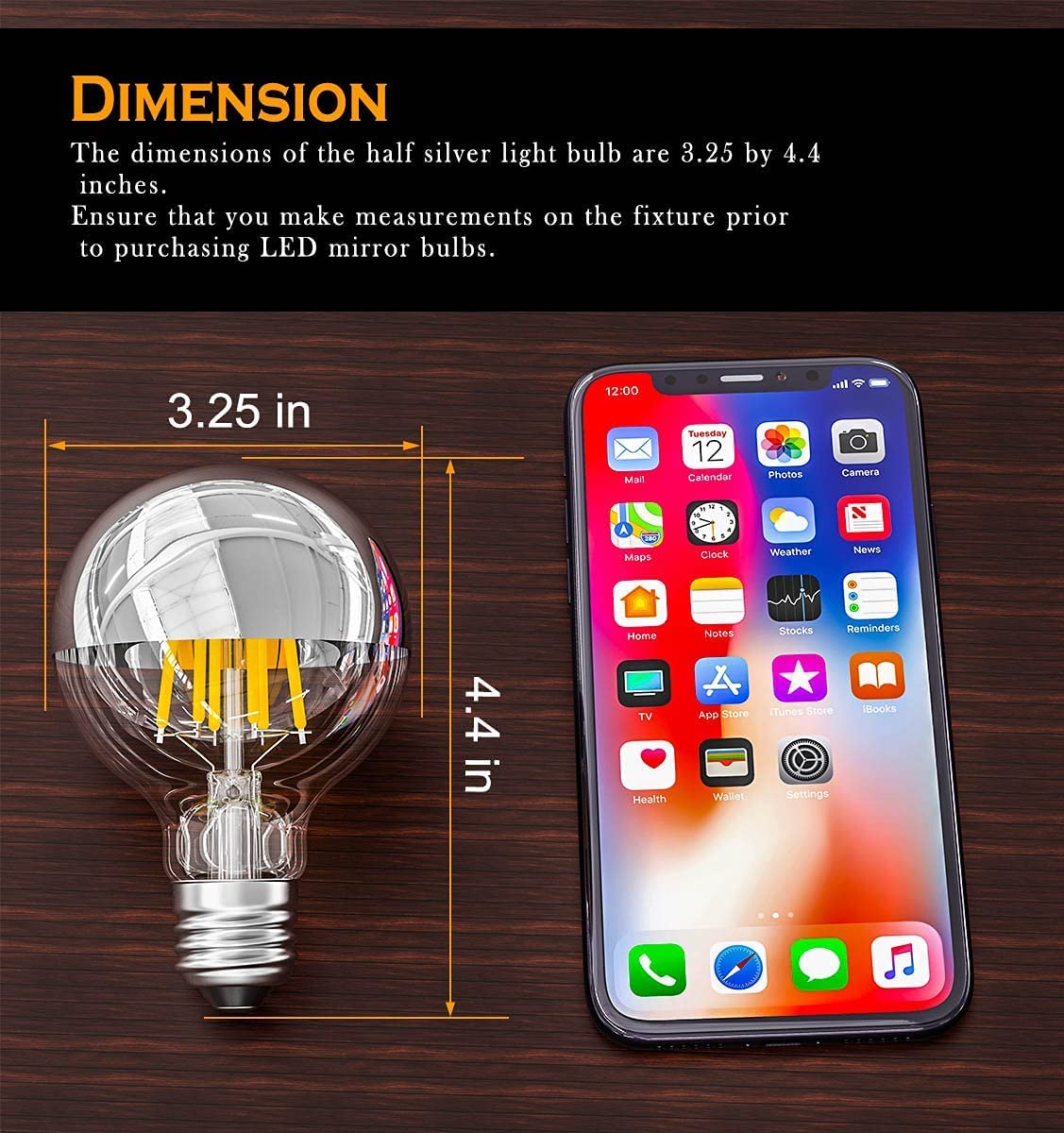 Half Chrome Light Bulb Dimmable Silver Tipped LED Bulb 6W 2700K Warm White