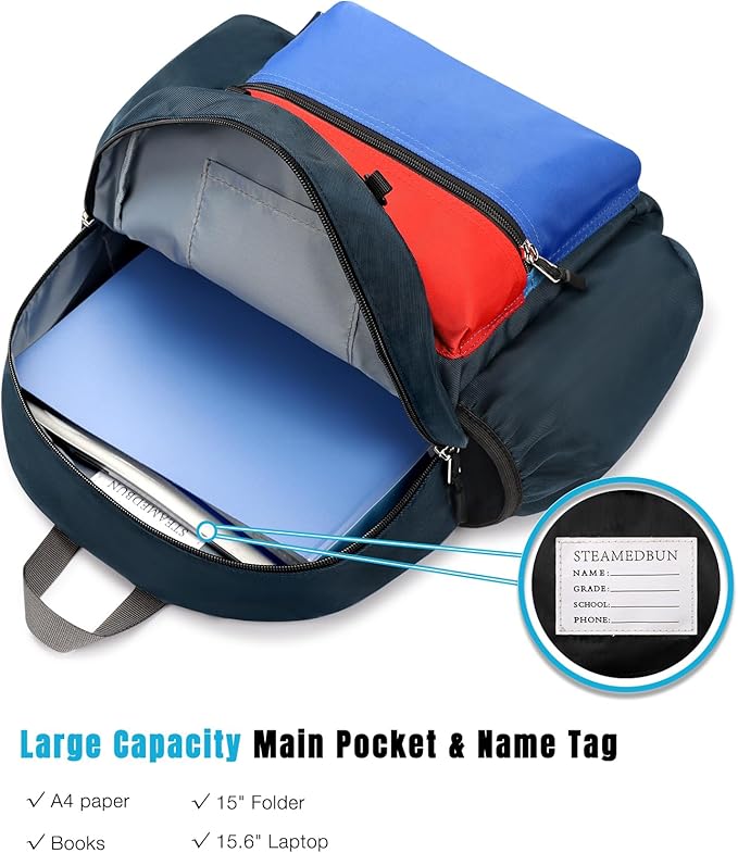 STEAMEDBUN Kids Backpack for Boys 4-6: Boys Backpacks for Elementary - 15 inch Backpack for Kindergarten