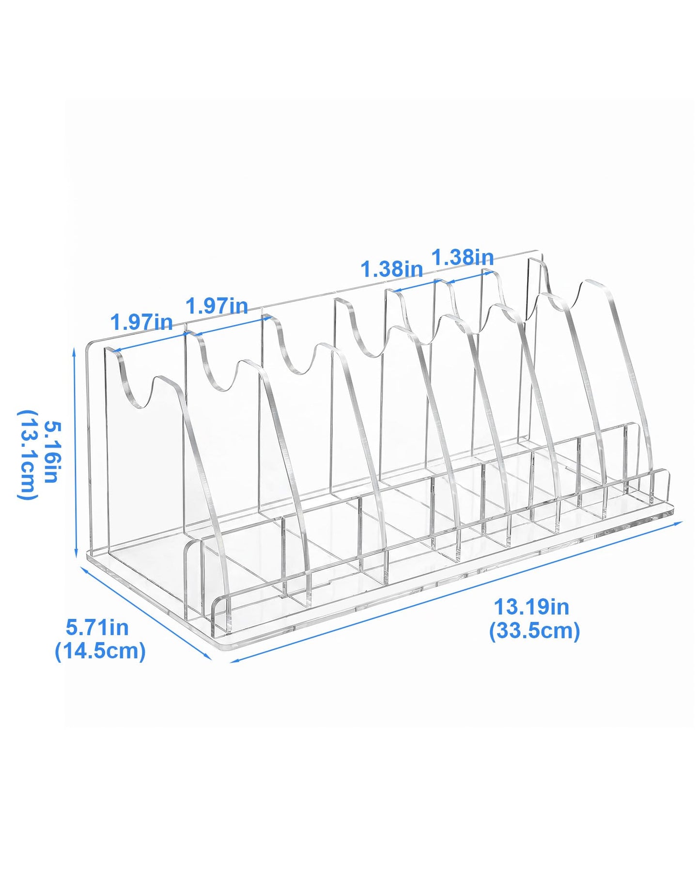 Acrylic Belt Organizer - Clear Belt Storage Holder for Closet with Removable Dividers - 7 Compartments and Display Stand