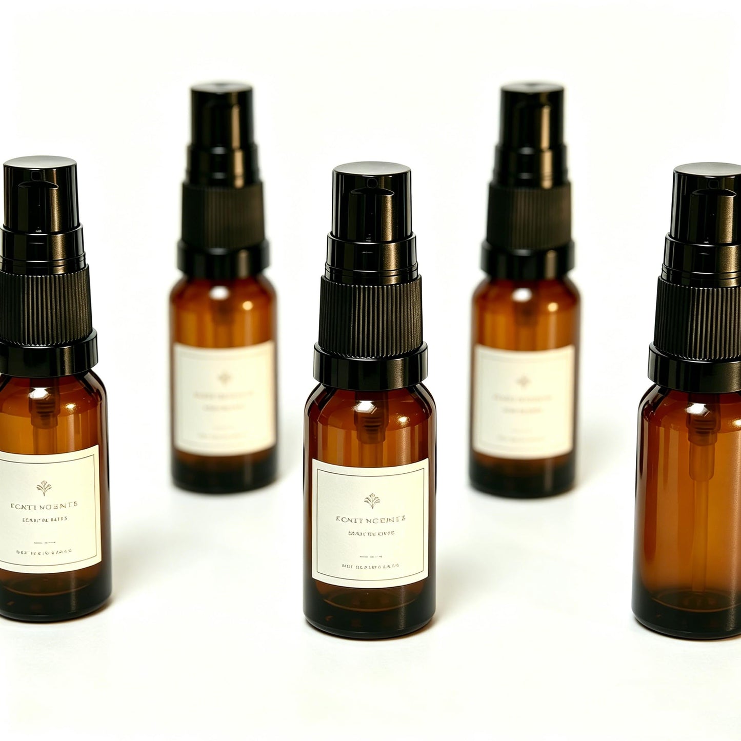 Jagolain 12Pack 10ml Amber Glass Pump Bottle, Travel Refillable Cream Lotion Essentail Oil Bottles,Empty Small Cosmetic Dispenser Shampoo Containers (10ml amber 12pcs)