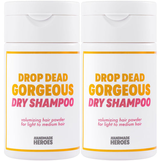 Handmade Heroes Drop Dead Gorgeous Non Aerosol Dry Shampoo Volume Powder 1.8oz, 100% Natural & Vegan For Light and Blonde Hair (2 pc set)