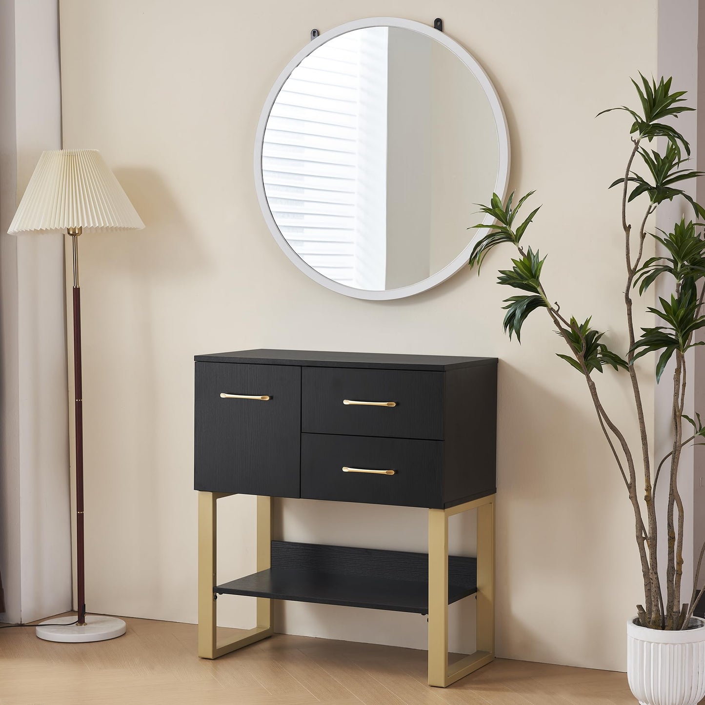 BarberPub Beauty Barber Station, Spa Wall Mount Storage Cabinet, Salon Equipment for Hair Stylist, Spa Beauty Makeup Organizer with Drawers & Shelf, 31.4"(L) x 16.54"(W) x 35.71"(H) 3185 (Black)