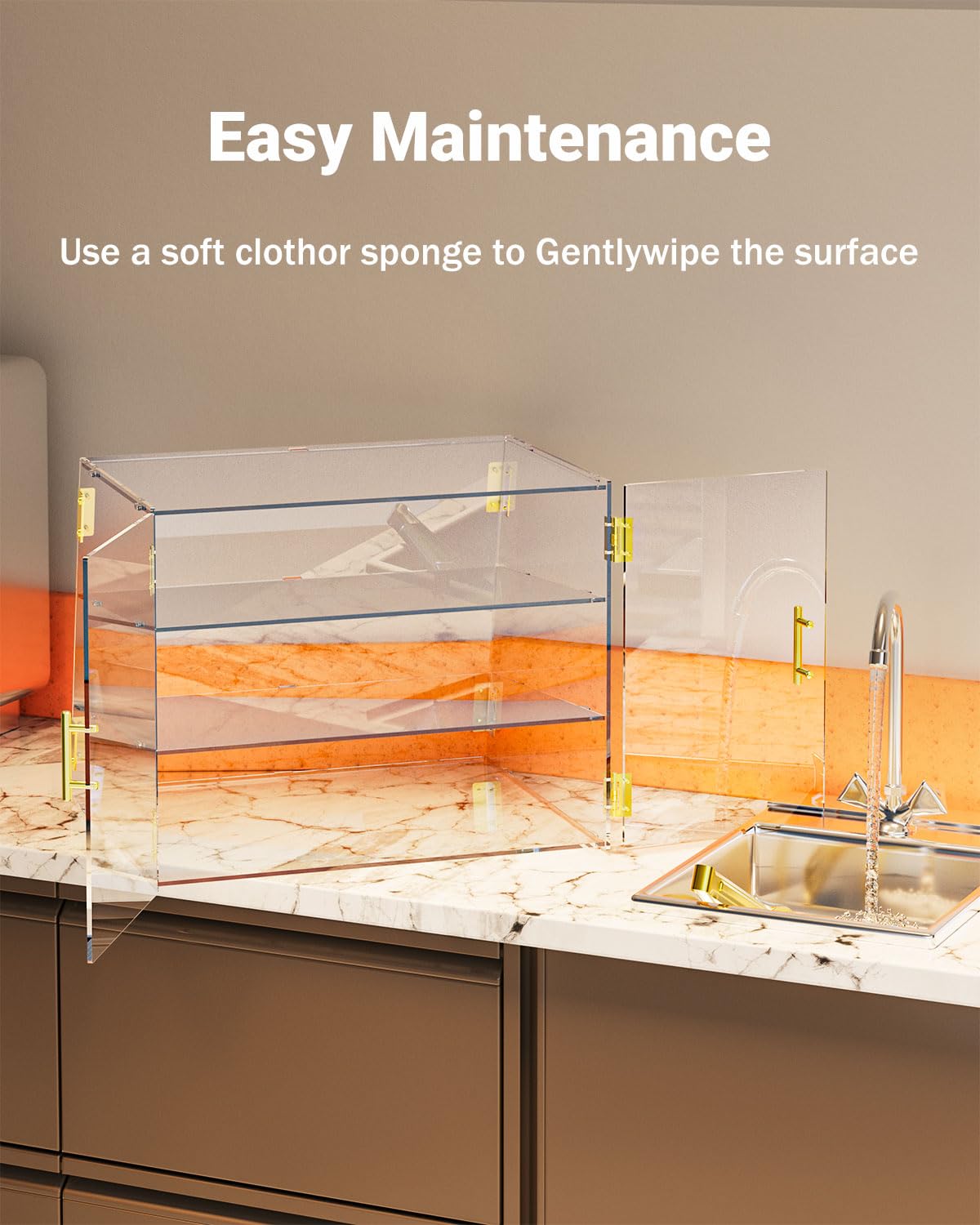 CITYJOY 3-Tier Slanted Acrylic Bakery Display Case, 21"×17"×17" Commercial Countertop Pastry Showcase with Automatic-Closing Rear Doors for Donuts, Bagels, Macarons, Cupcakes