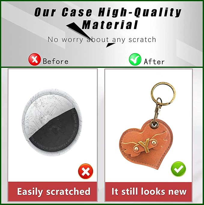 Initial Letter Leather Alphabet Keychain Holder Case Compatible with AirTag,Cute Protective Air Tag Cover with Bronze Keyring,Anti-Scratch Finder GPS Tracker Case for Pets Keys Wallet Luggage(Y)