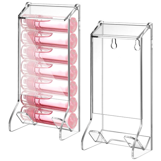 Weysat 2 Pcs Lip Balm Display Clear Acrylic Automatic Dispenser Lip Balm Holder Organizer for Lipsticks & Glosses Freestanding Countertop Storage for Retail Salon and Home Use (Single Slot)