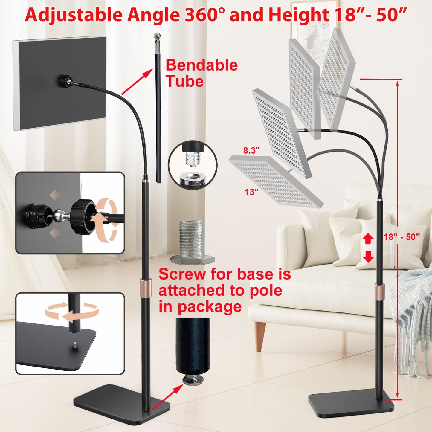 Red Light Therapy for Body Face, Infrared Light Therapy Panel Lamp with Stand, 660nm and 850nm Near Infrared LED Red Lights Therapy Device at Home, Gift for Mom Wife Girlfriend Sister Women