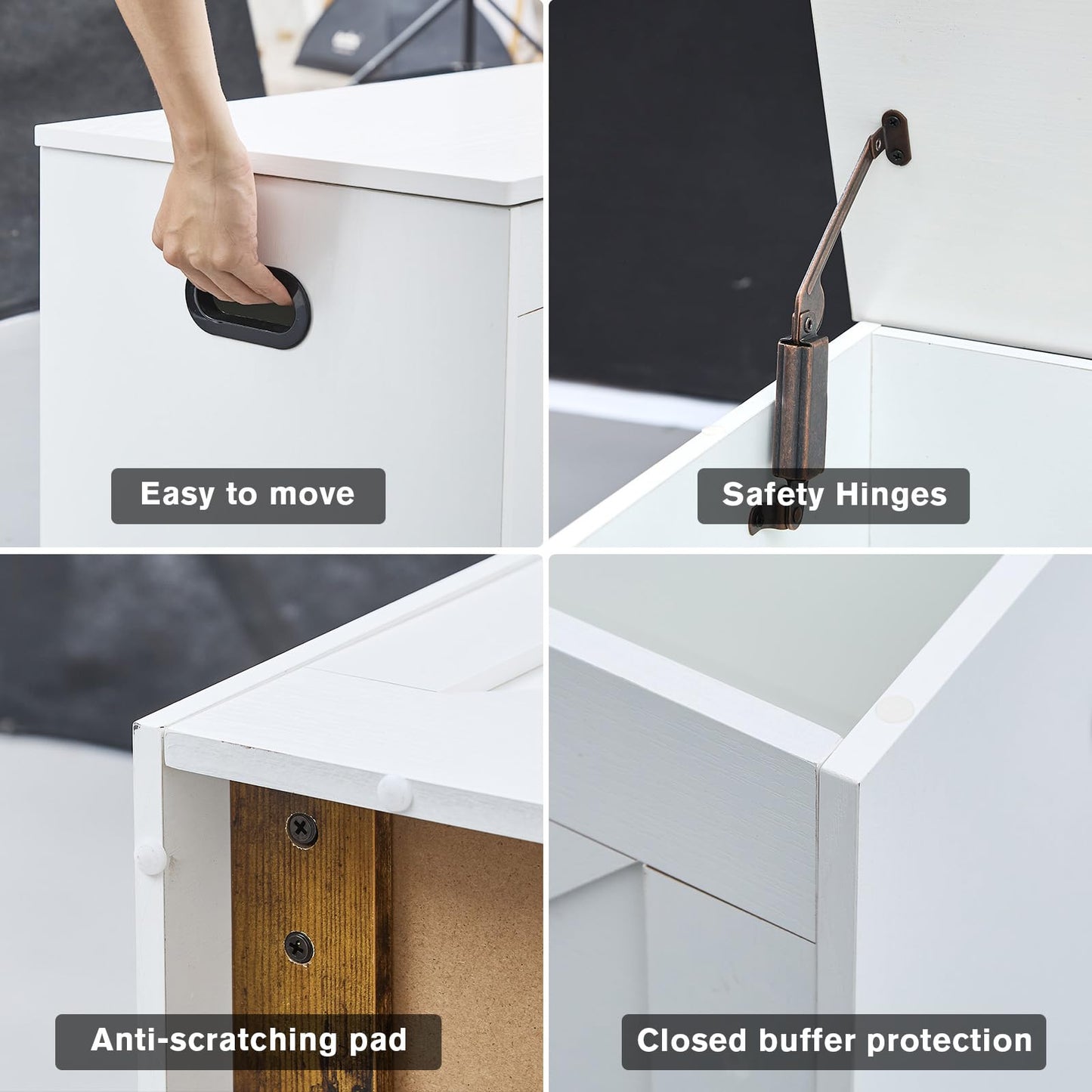 XDliv 55.1” Storage Bench, Extra Large Entryway Bench with Storage,Storage Chest with 2 Safety Hinges,Blanket Storage,Shoe Storage Chest for Bedroom,Living Room,Easy Assembly. (White)
