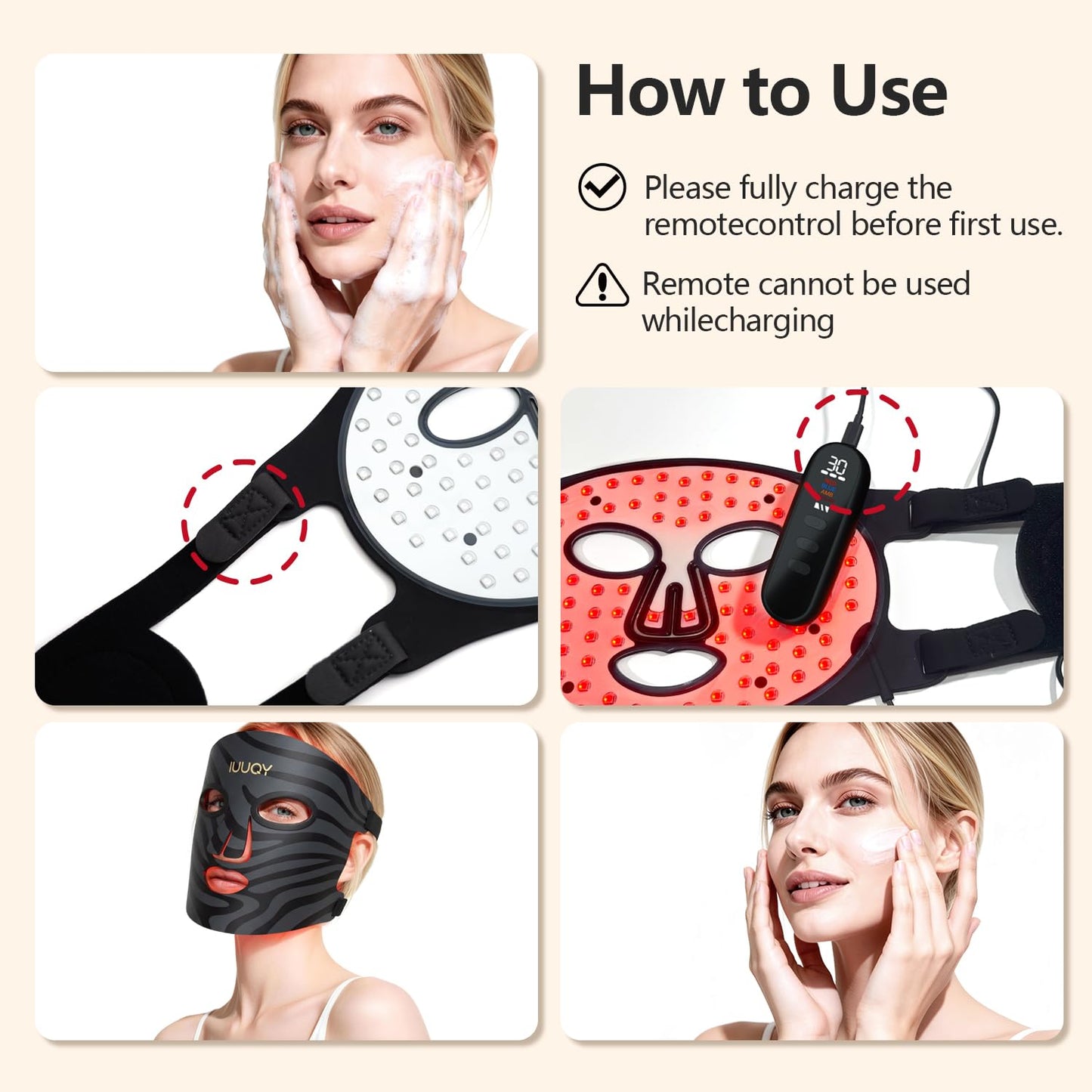 IUUQY 4-Color Red Light Therapy for Face, 400 LED Red Light Therapy Mask with Timing Function, Portable Led Face Mask Light Therapy for Home & Travel