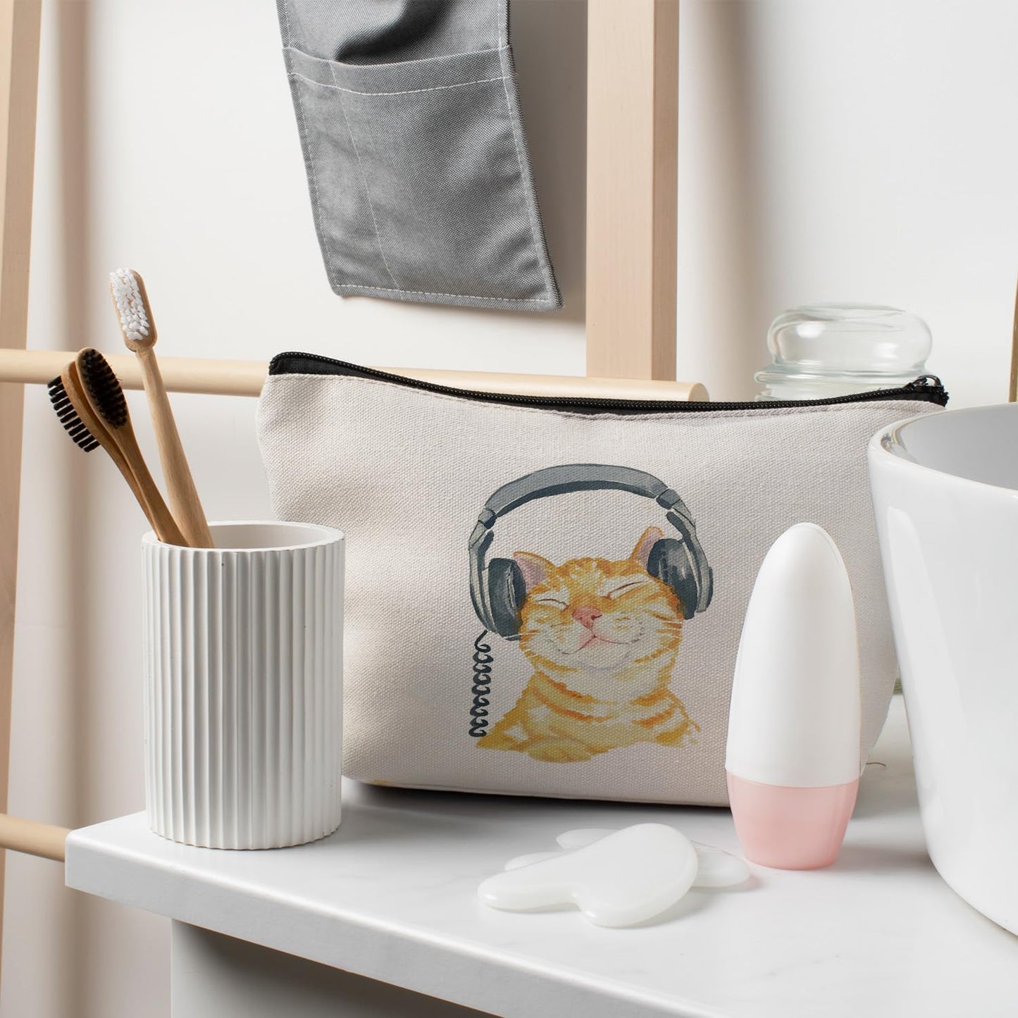 MKGRXZCW Orange Cat Makeup Bag, Cat Gifts for Women Cat Lovers Mom Lady Gifts Cosmetic Bag Travel Toiletry Bag for Women, Pink Zipper Makeup Pouch