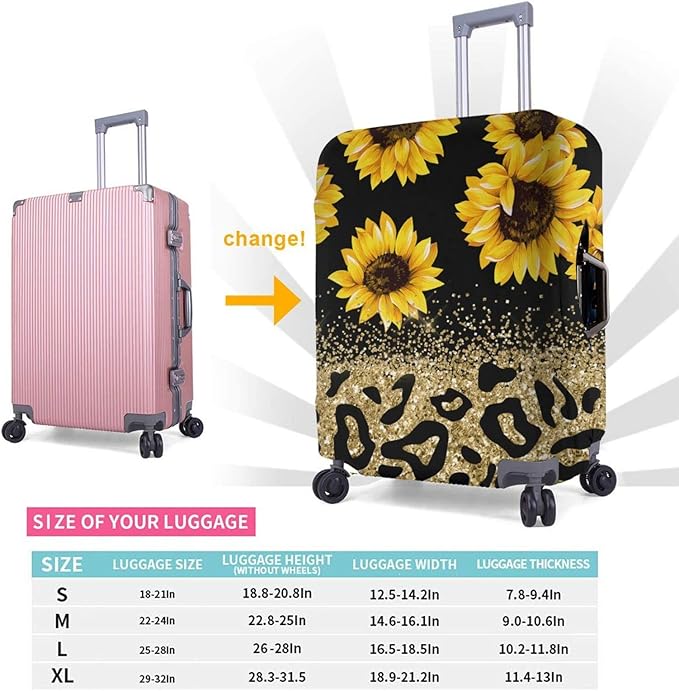 Travel Suitcase Protector Sunflower Elastic Protective Washable Luggage Cover With Concealed Zipper Suitable For 18-32 Inch(L (for 25--28 inch luggage))