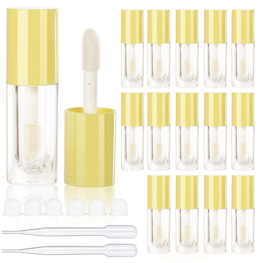 COSIDEA 14pcs Empty 6ml big brush lip gloss tubes for DIY lip gloss,yellow lipgloss containers