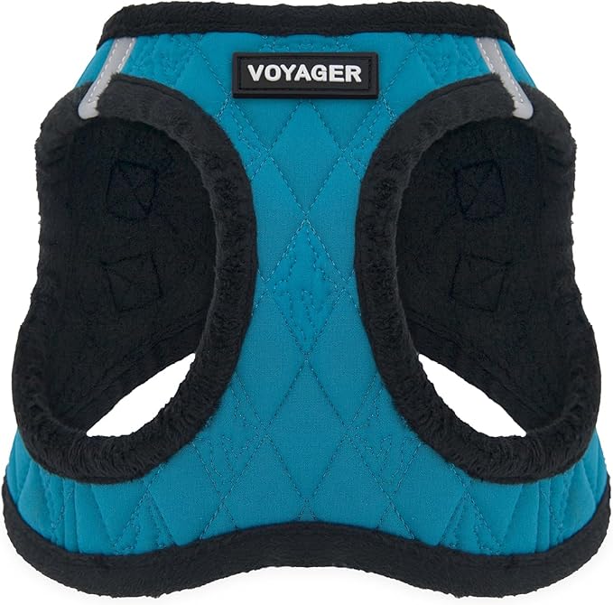 Best Pet Supplies - All Weather Mesh/Plush, Reflective, No Pull Harness for Small, Medium Dogs, Cats - Secure with Hook & Loop Fastener, Buckle, Double D-Rings - Turquoise Plush, S