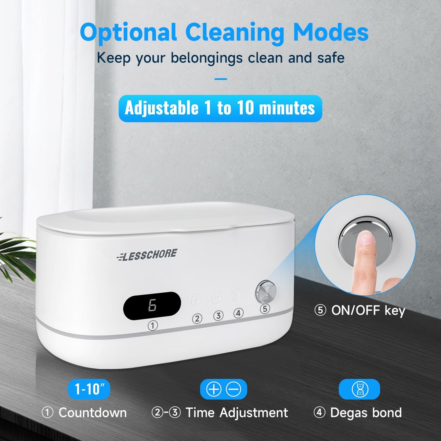 LessChore® Ultrasonic Jewelry Cleaner with Polishing Cloth&Degas, 42000Hz Portable Household Sonic Cleaner. Ideal for Cleaning of Rings, Earrings, Necklaces, Glasses&More. Gift for Women, Mom, Wife