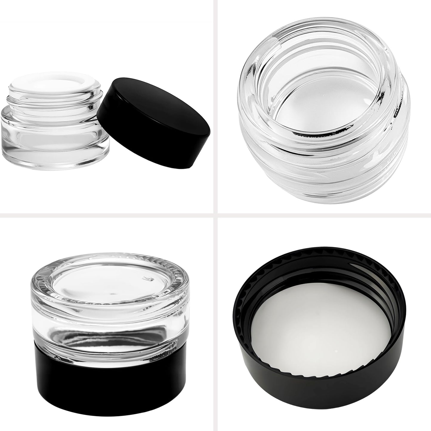 Seuqhck 90 Pack 5ml Small Clear Jars, Empty Glass Cosmetic Containers Bulk with Liner Airtight Cream Bottle for Beauty Product Samples, Travel, Lotions, Essences