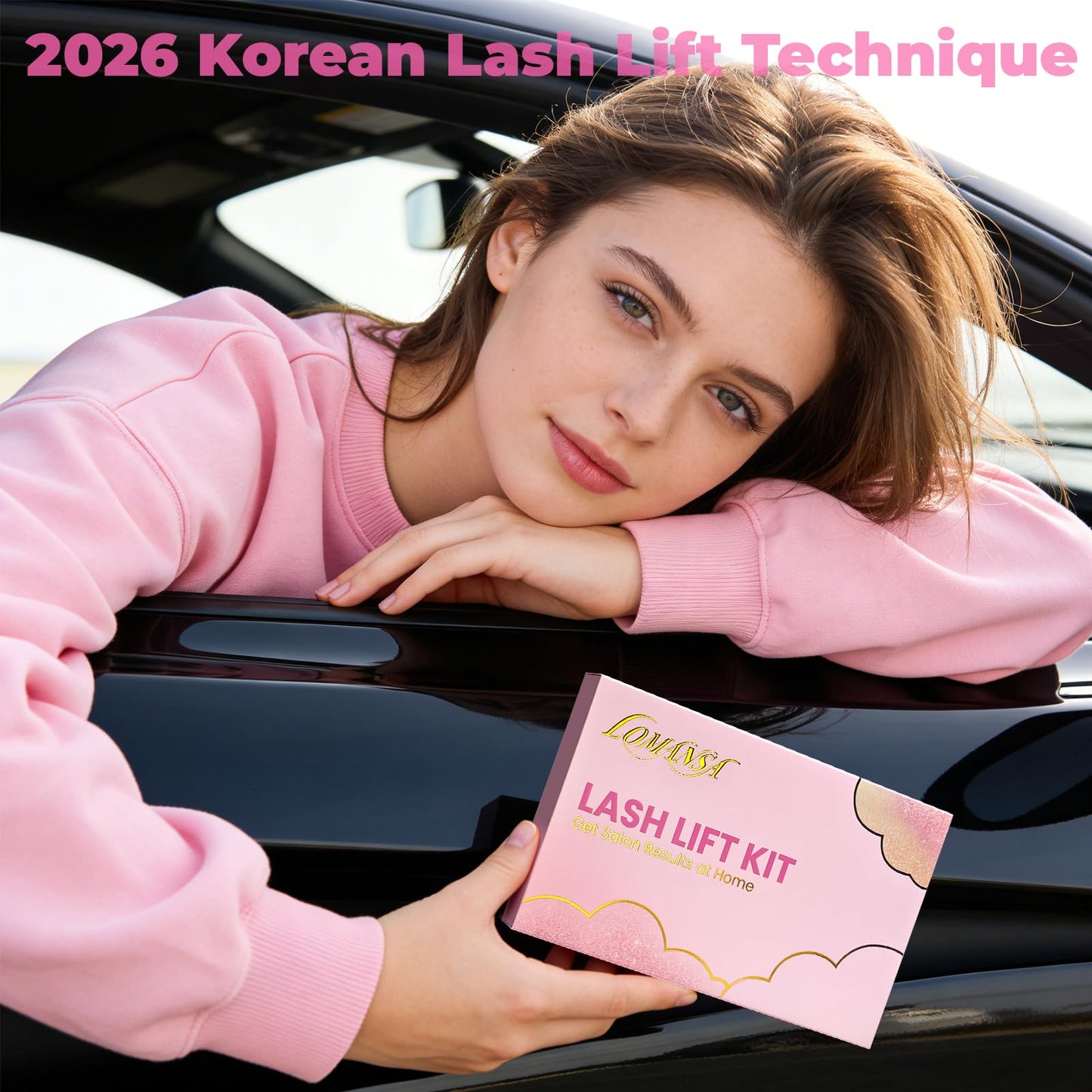 Lomansa Open-Eye Lash Lift Kit for Beginners, Korean At-Home Eyelash Perm Kit with Self-Lifting Silicone Pads, Lash Lift Glue & Lotions, DIY Natural Lash Curl Kit, Lasts 4–6 Weeks