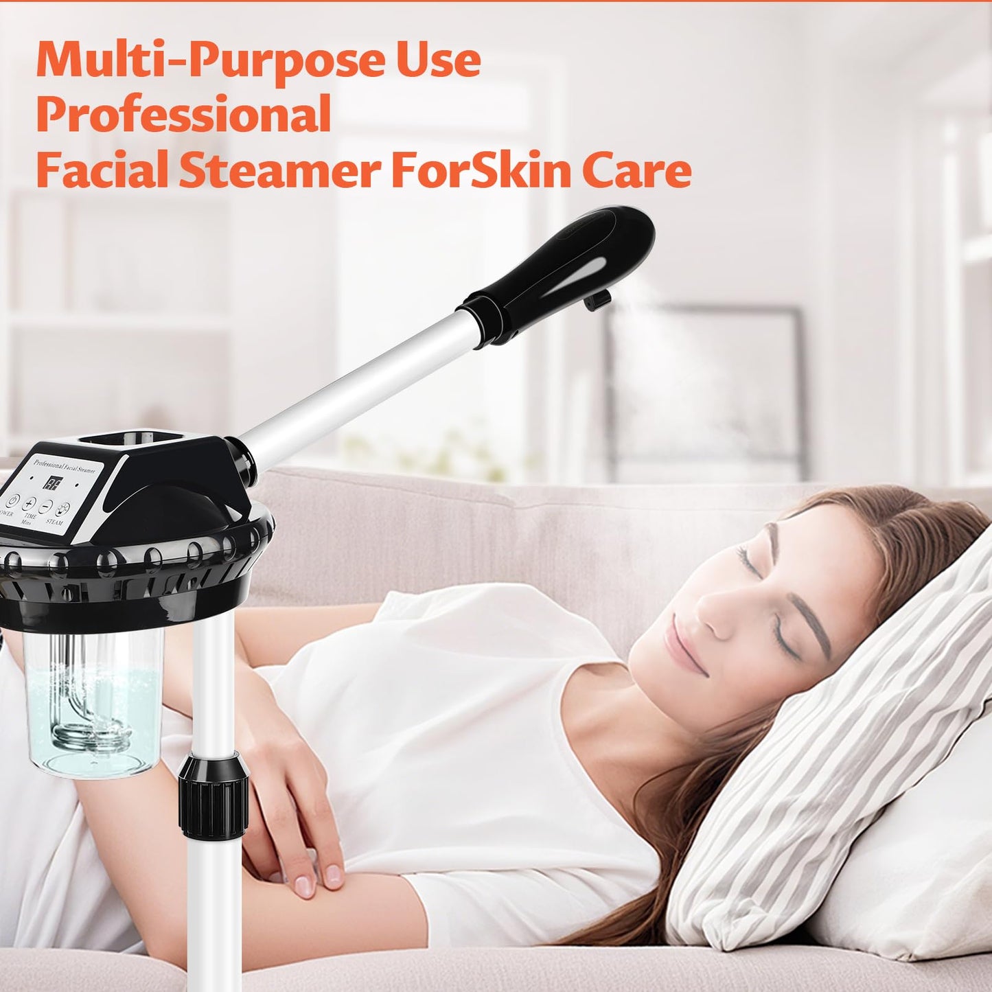 Professional Facial Steamer, Face Steamer on Wheels, SPA Ozone Nano Steamer for Facials