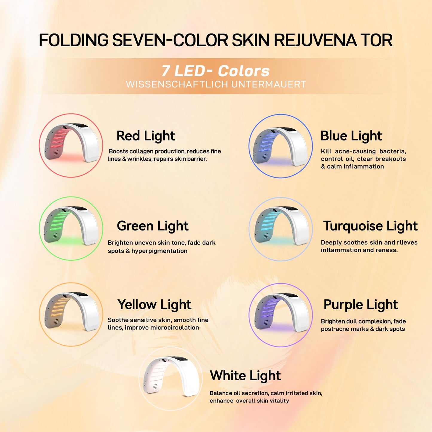 BEICNWOD 7 Color LED Face Mask with Spray, Facial Light,Red Light Therapy Facial Skin Care Device for Home Use