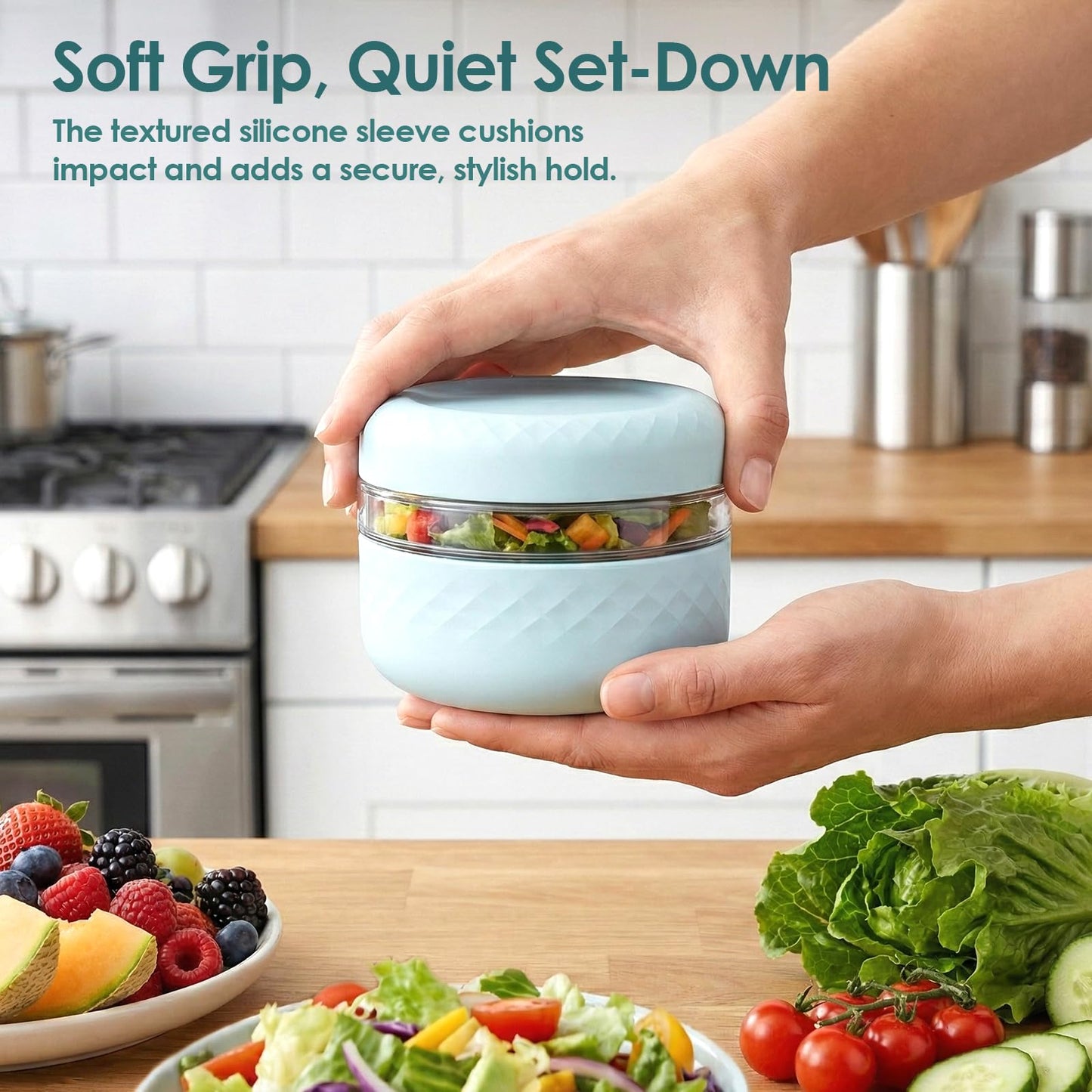 Cafezi 16 oz Glass Lunch Bowl Container with Lid | Leak & Spill Proof, BPA-Free, Microwave & Dishwasher Safe, Airtight Meal Prep & Food Storage Jar for Lunch, Salad, Soup, Overnight Oats, Stew, Yogurt