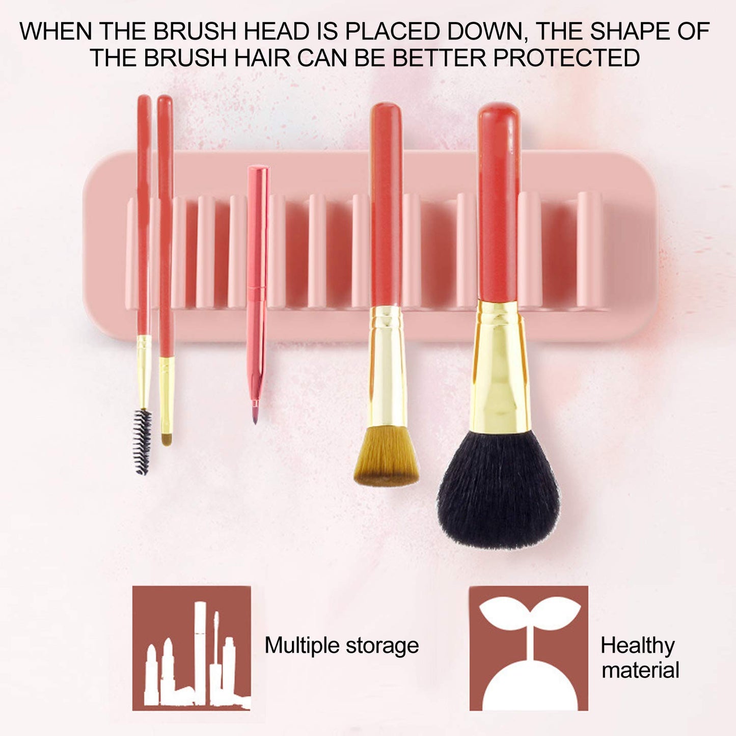 Aatraay Silicone Makeup Brush Drying Rack, 2pcs Makeup Brush Storage Holder, Wall Mounted Toothbrush Storage Rack Organizer