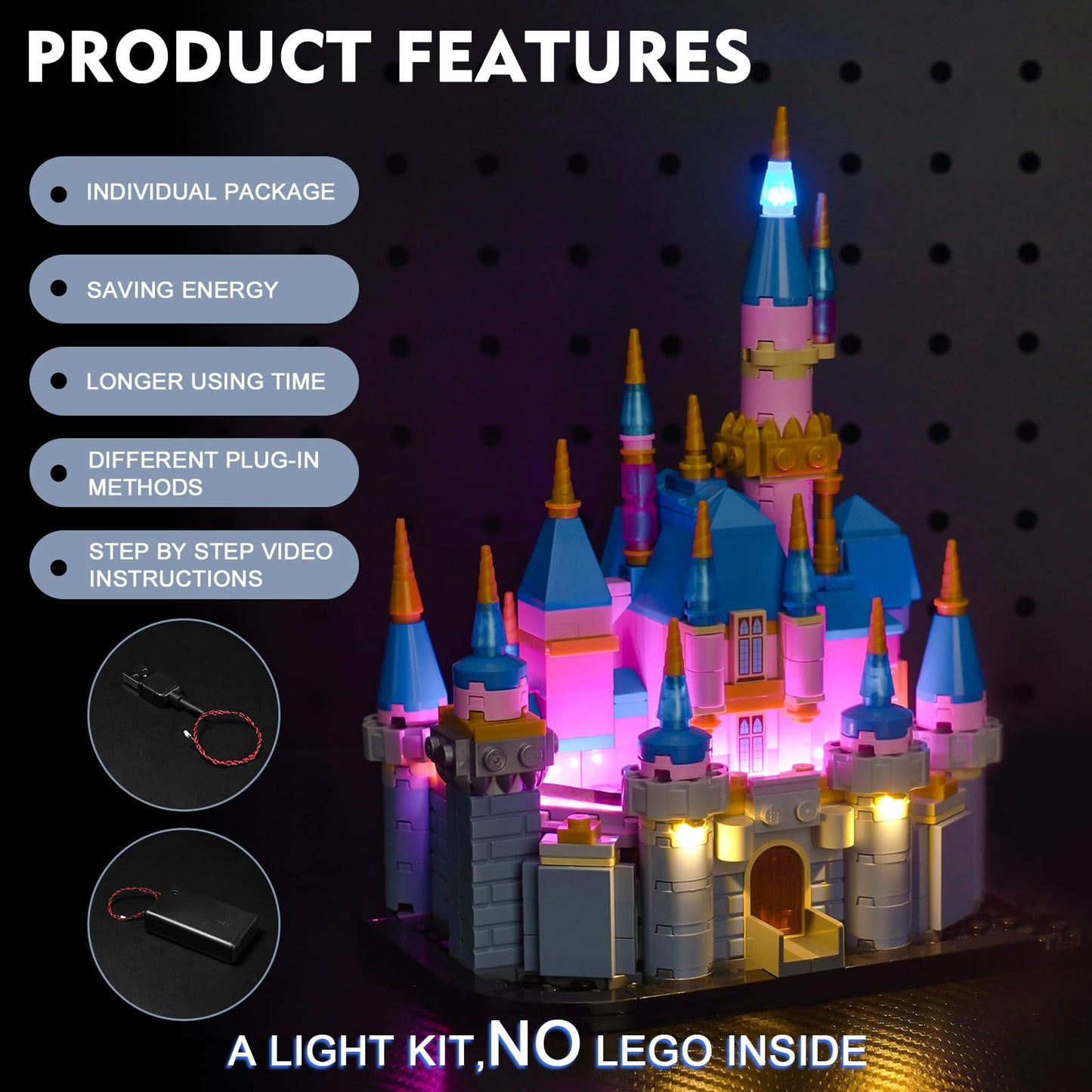 BrickBling LED Lighting Kit Compatible with Lego Mini Sleeping Beauty Castle, Creative Light Compatible with Lego 40720-No Model Included