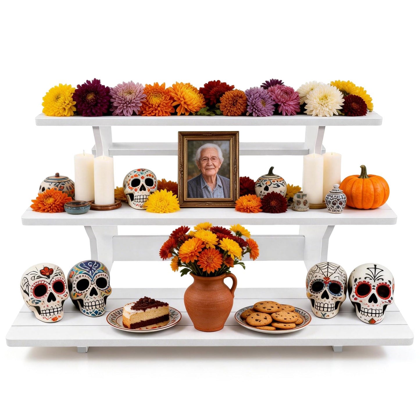 WEITELAI 3 Tier Display Stand for Vendors, 14.2 in White PVC Tabletop Shelves for Farmers Market, Craft Fairs and Vendor Booths, 35 lb Portable Rack for Candles, Soap and Jars