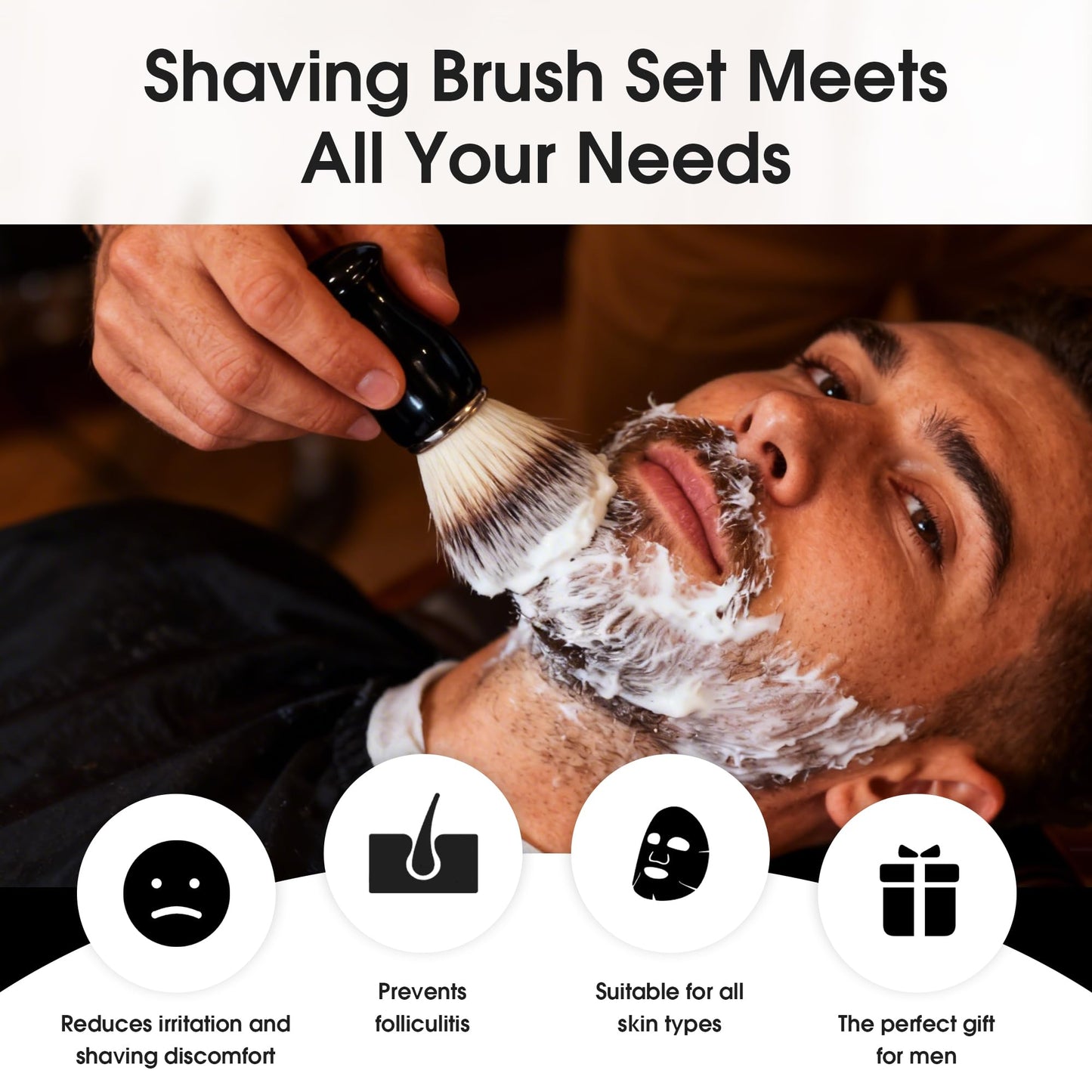 Keropy 2-in-1 Shaving Brush and Razor Stand, Black Acrylic