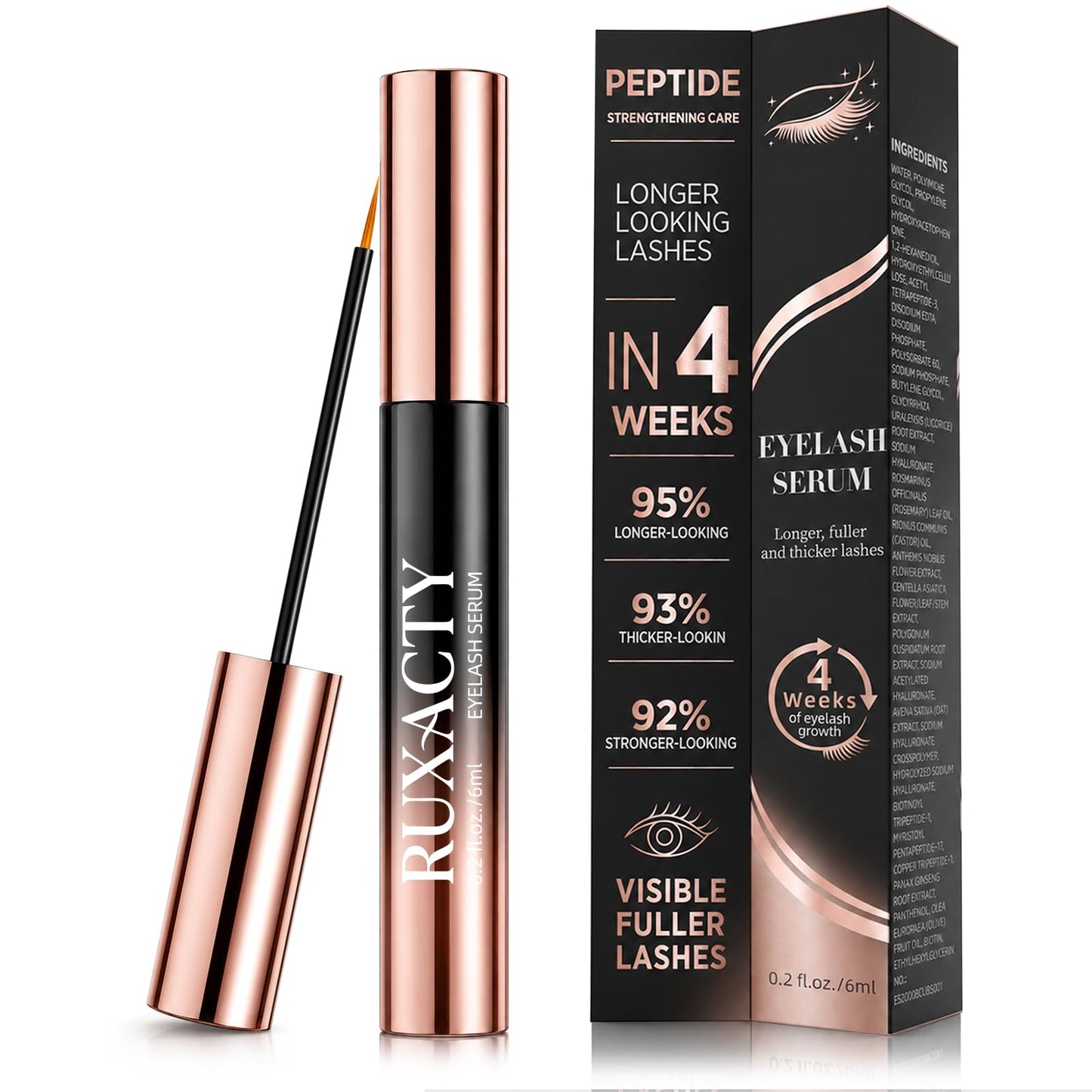 Lash Serum for Eyelash Growth: Peptide And Biotin Nourishing Enhancing Formula For Sensitive Lashes And Brows - Gentle Premium Vegan Cruelty-Free For Longer Thicker Looking Lashes