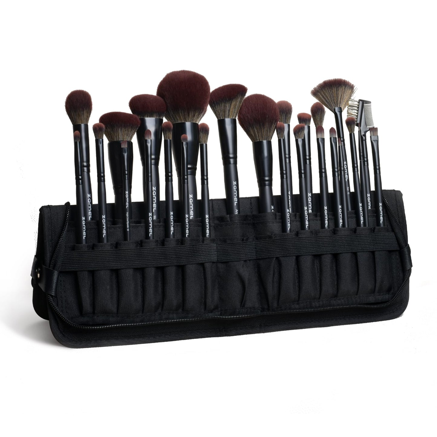 ZAMEL 26Pcs Premium Black Make up Brushes Set With Travel Bag,ULTRA SOFT Hair Makeup Brush pack Contains large powder Blending Make up Brush set Blush Face Brush Concealers contour Eyeshadow