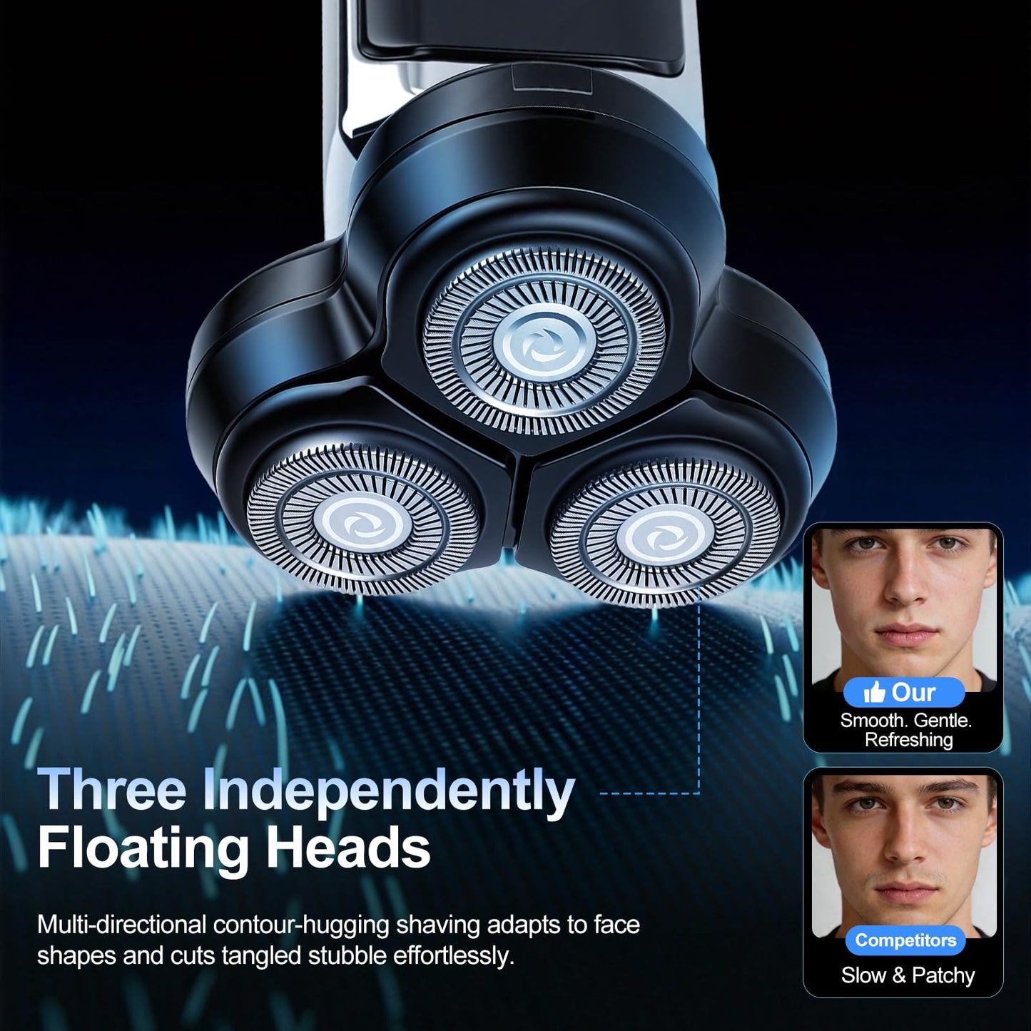 5-Pack Electric Rotary Shavers for Men 3D Floating Head Rotary Razor USB-C Rechargeable Easy Clean Magnetic Head Ideal Gift for Dad Husband Travel Razor for Men Stocking Stuffers