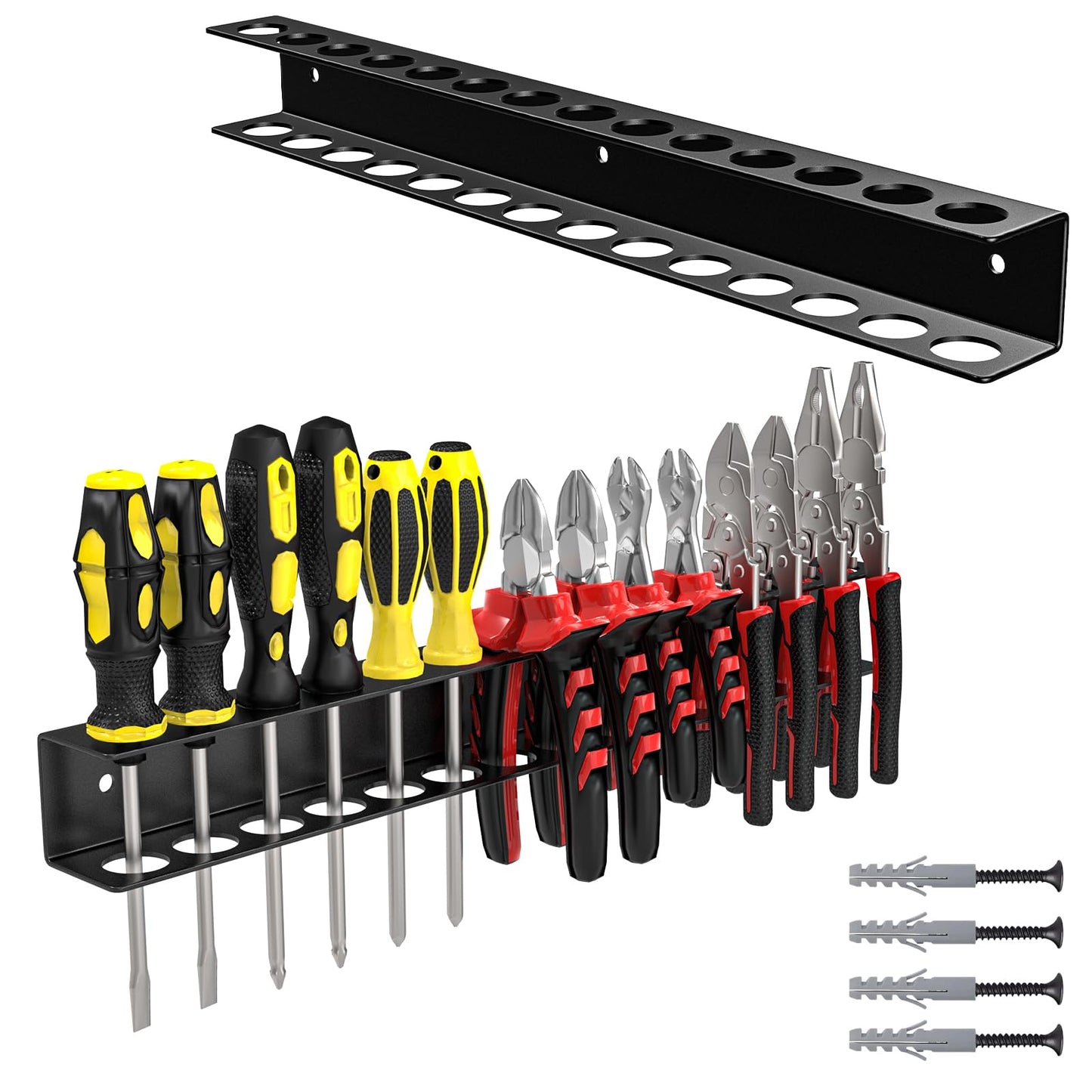jsyonii Screwdriver Plier Organizer Wall Mount,Screwdriver Rack,Metal Plier Holder Utility Tool Holder Organizers and Storage Rack for Garage Workshop Workbench Tool Chest Cart,1 PCS