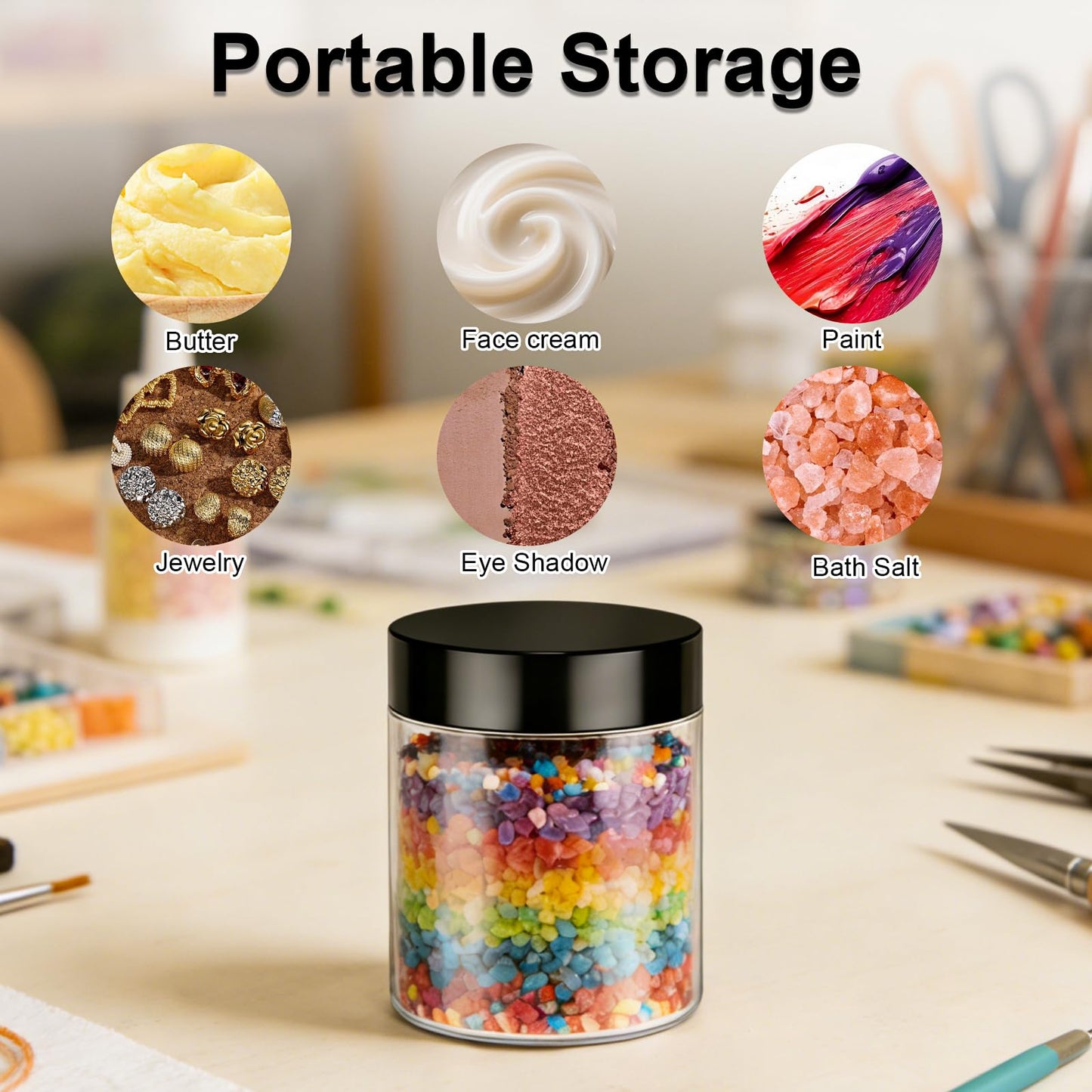 75 Pack 4 oz Plastic Jars with Lids, ZORXIN Leak Proof Travel Containers for Cosmetics, Lotion, Cream, Slime | BPA Free, Reusable & Portable (4 Ounce, 75 Count)