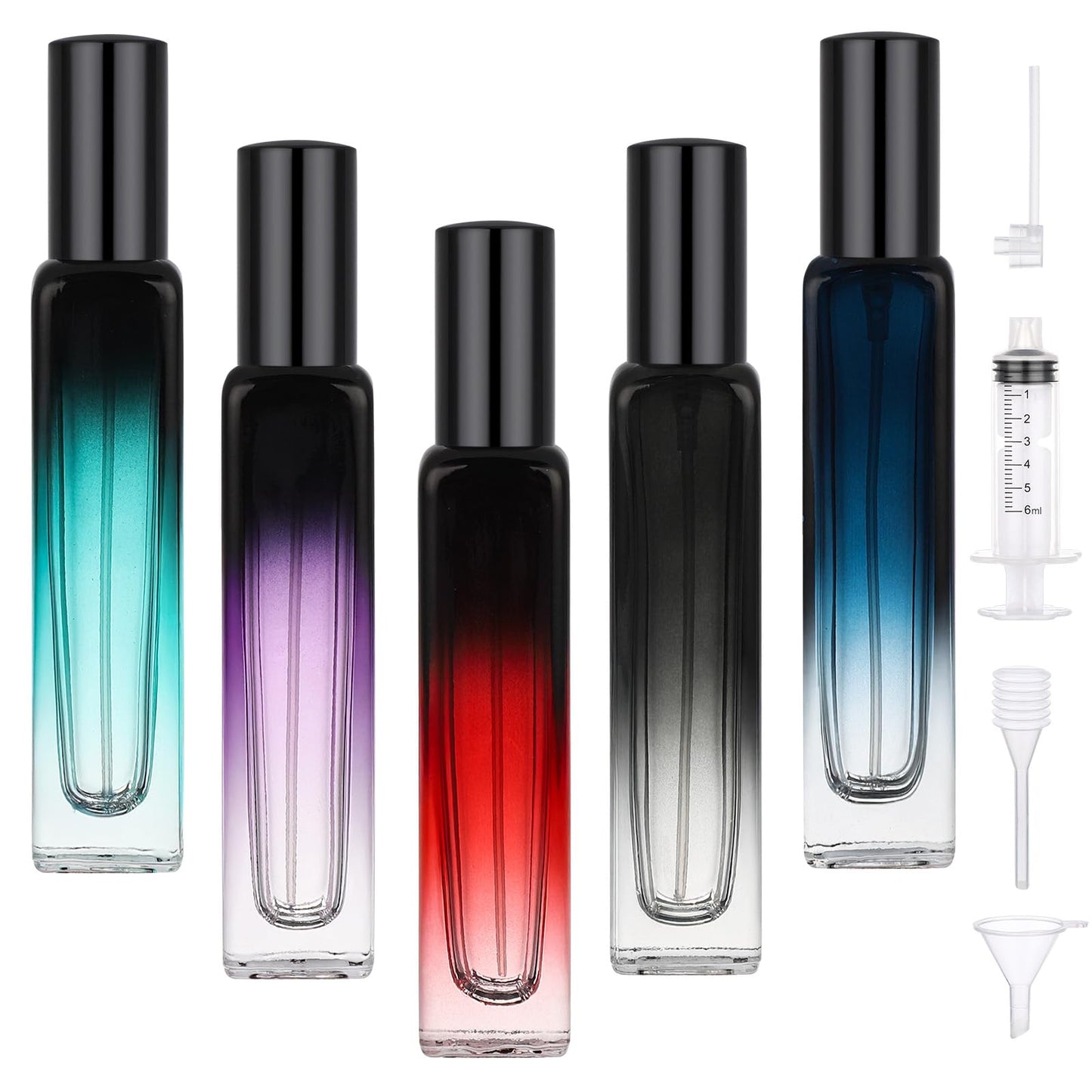 Segbeauty 15ml Empty Glass Cosmetic Contanier, 0.5oz Mini Cologne Spray Bottle, 5 Packs Refillable Perfume Atomizer Bottles Fine Mist Dispenser Travel Size for Essential Oil with Refill Tool