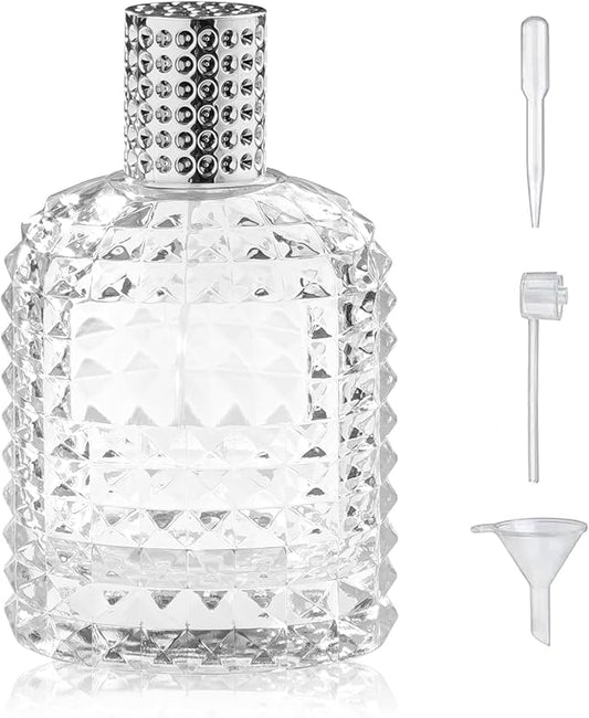 100ml/3.4 Oz Glass Spray Bottle Perfume Atomizer,Empty Travel Refillable Perfume Spray Bottle with 3 Kinds of Dispenser (A1)