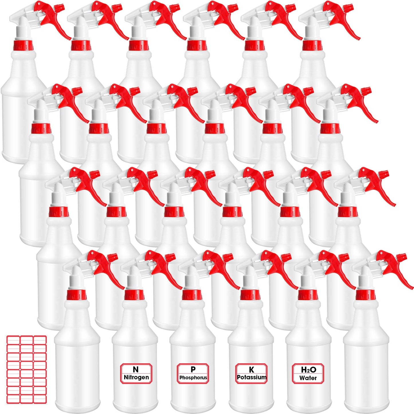 Rtteri 24 Pcs 16 Oz Plastic Spray Bottle for Cleaning Solutions Bulk Empty and Reusable Leak Proof Spraying Bottles for Cleaning, Water, Auto Details, Commercial, Bathroom(Red, White)