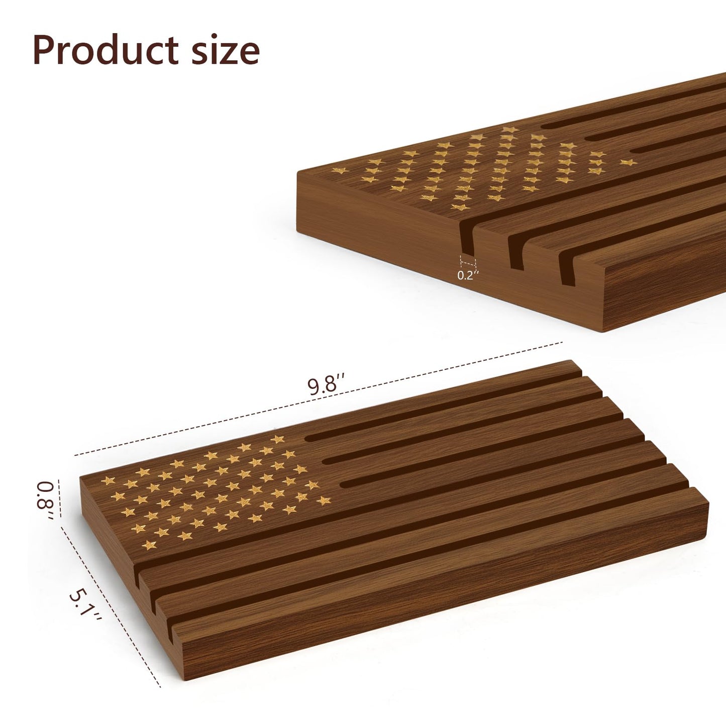 Samplife Challenge Coin Display Walnut , Solid Wood Military Coin Holder Rack for Collectors American Flag Style, Desk or Shelf Display (Natural Walnut, Medium)