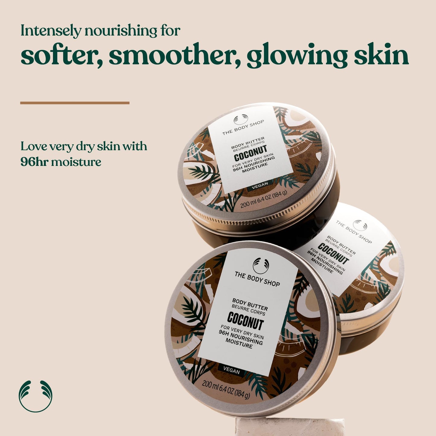 The Body Shop Body Butter | 96hr Nourishing Moisture for Dry Skin | Non-Greasy with Shea Butter for Smoother Softer Skin, Vegan, 200 ml / 6.4 oz (Coconut)
