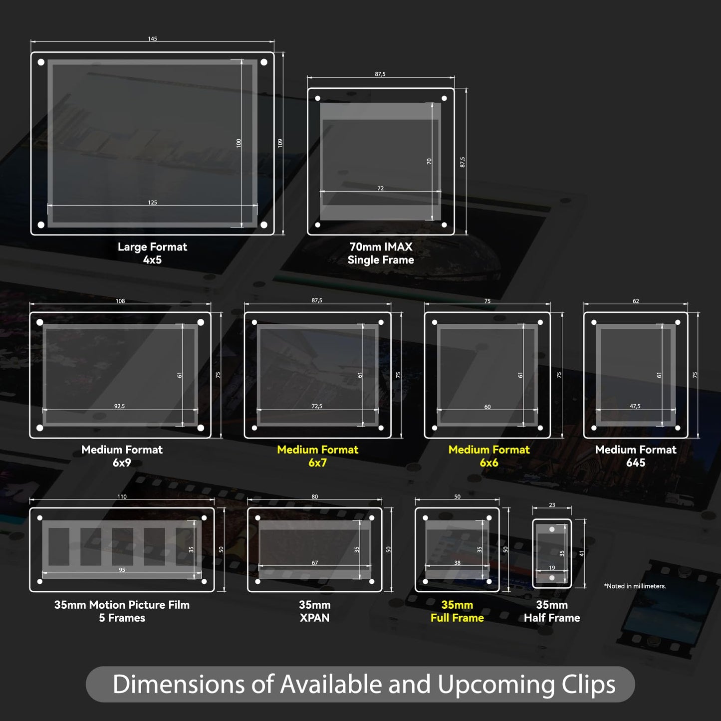 GDSZDDXX Premium Acrylic Magnetic Reversal Film Holders, 6 Packs Archival Storage High Transparency Display Holder for Reversal Film 6X7