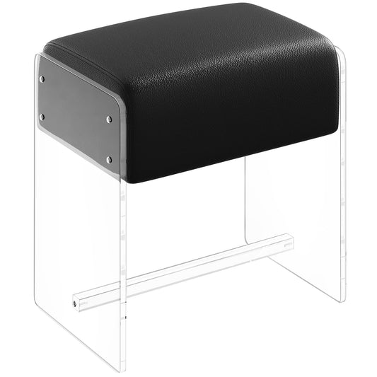 XOHYW Vanity Stool Chair, Soft Ottoman with Clear Acrylic Legs, Modern Padded Seat Footstool for Entryway, Hallways, Bedrooms and Living Room